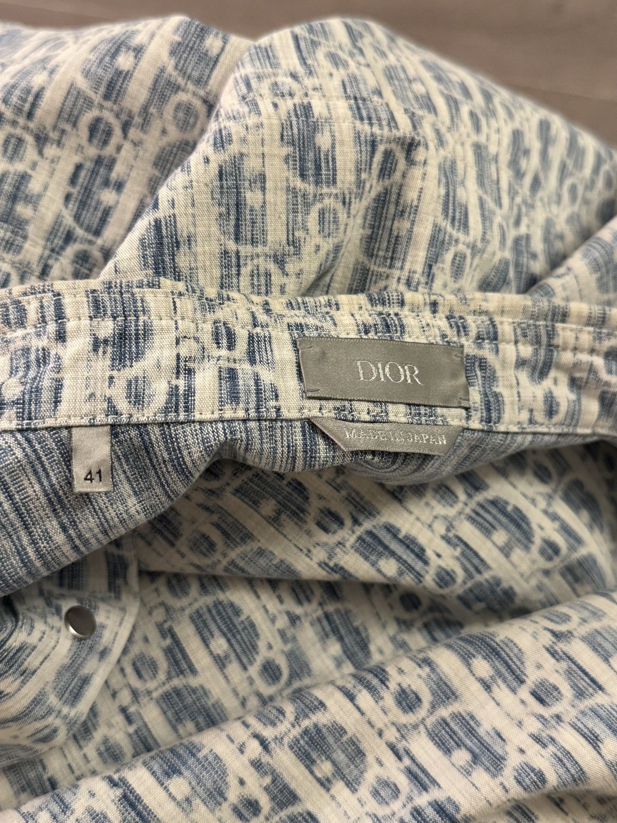 Dior Dior blue and white door oblique kasuti cotton denim shirt Size US L / EU 52-54 / 3 - 4 Thumbnail