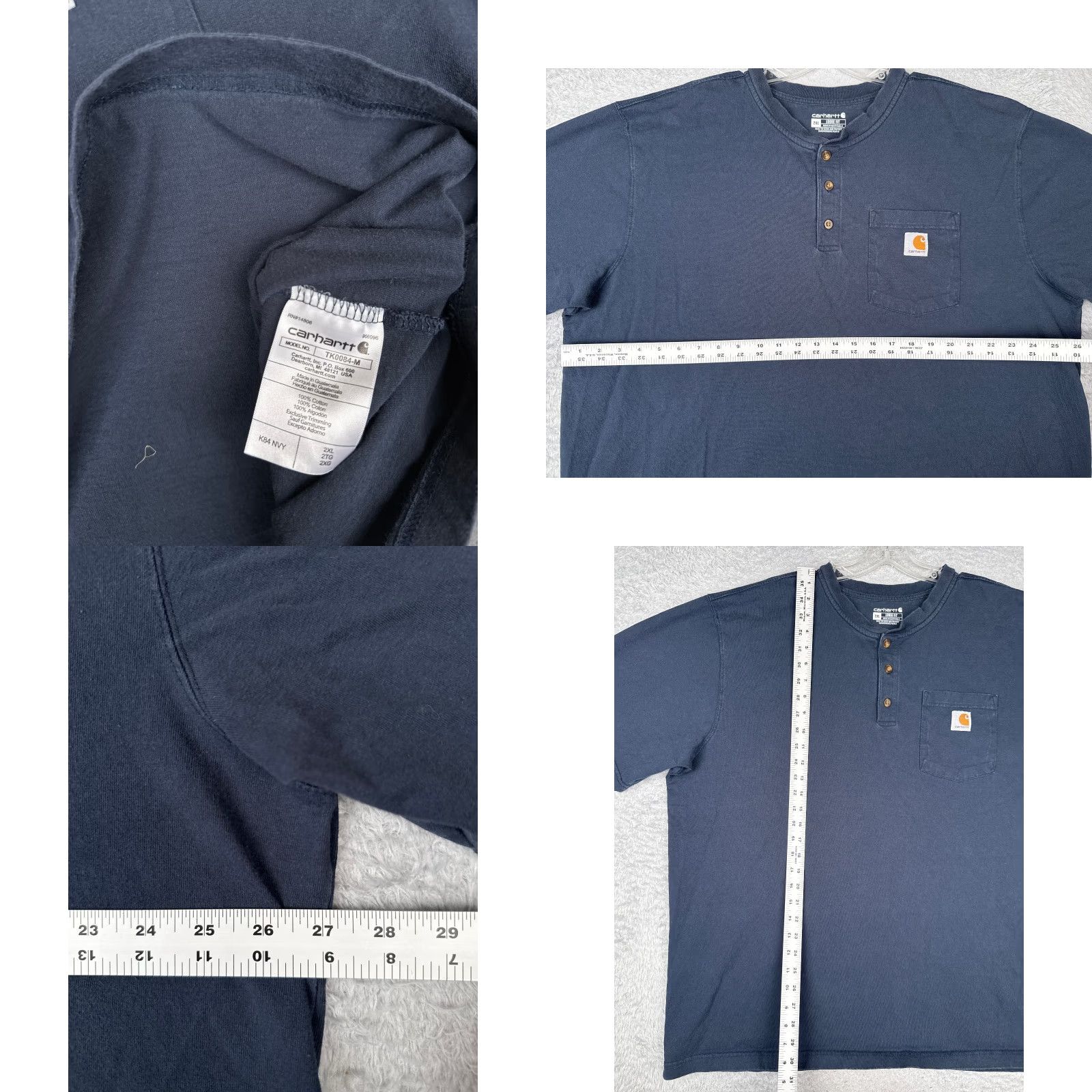 Carhartt Carhartt Shirt Men 2XL Blue Short Sleeve Henley 100% Cotton Pocket Workwear Shirts Mens Size US XXL / EU 58 / 5 - 8 Thumbnail