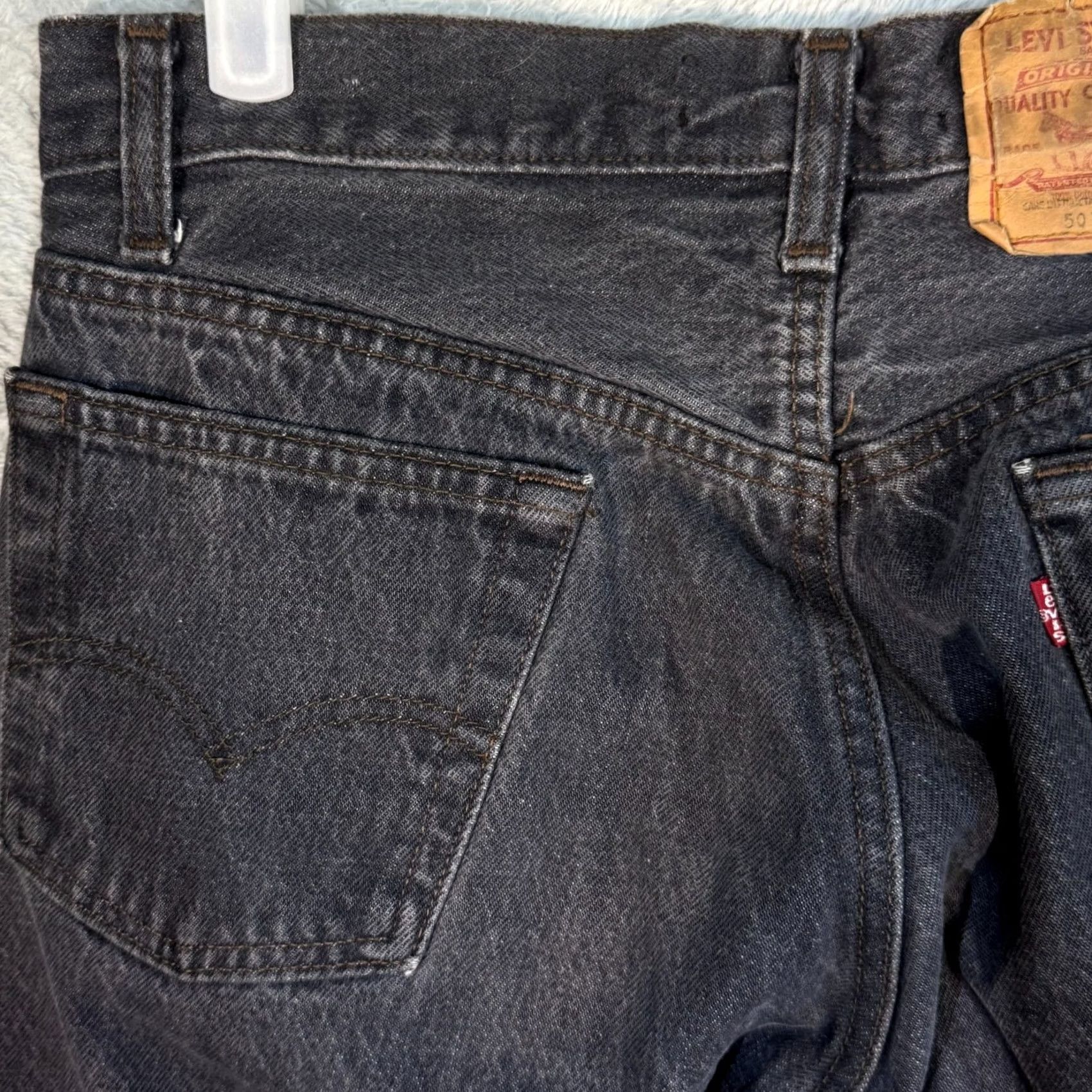 Levi's VINTAGE Levi’s 501 Jeans Men’s 31 x 30 Black Denim Button Fly Straight Leg Size US 31 - 6 Thumbnail