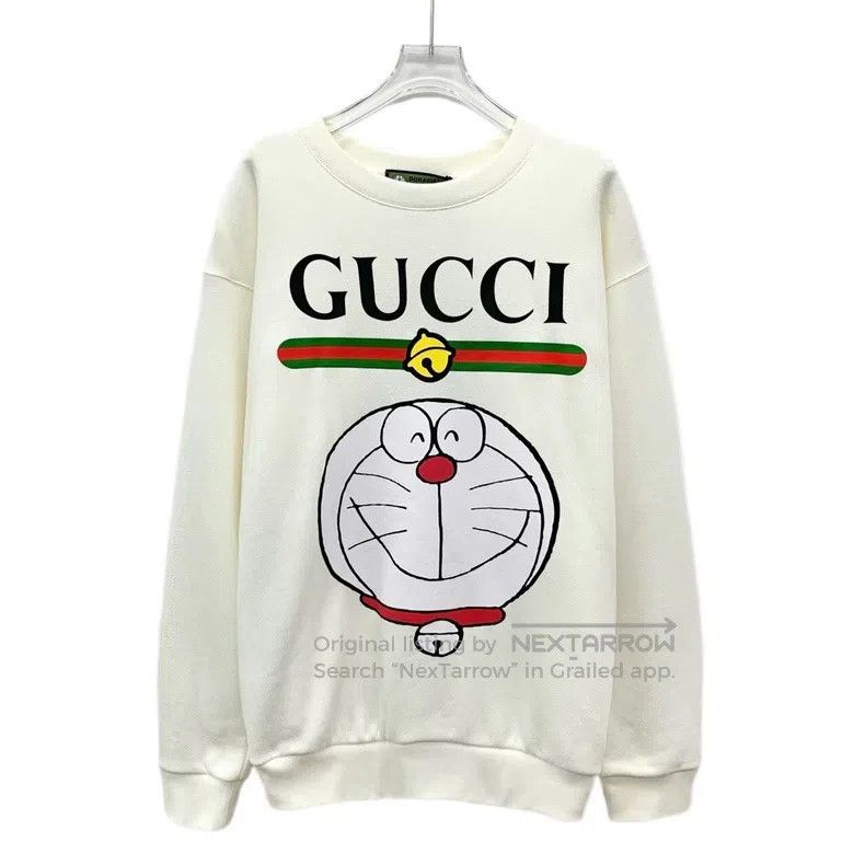 Gucci Gucci Beige robot cat letter printed cotton round-neck lon Size S / US 4 / IT 40 - 1 Thumbnail