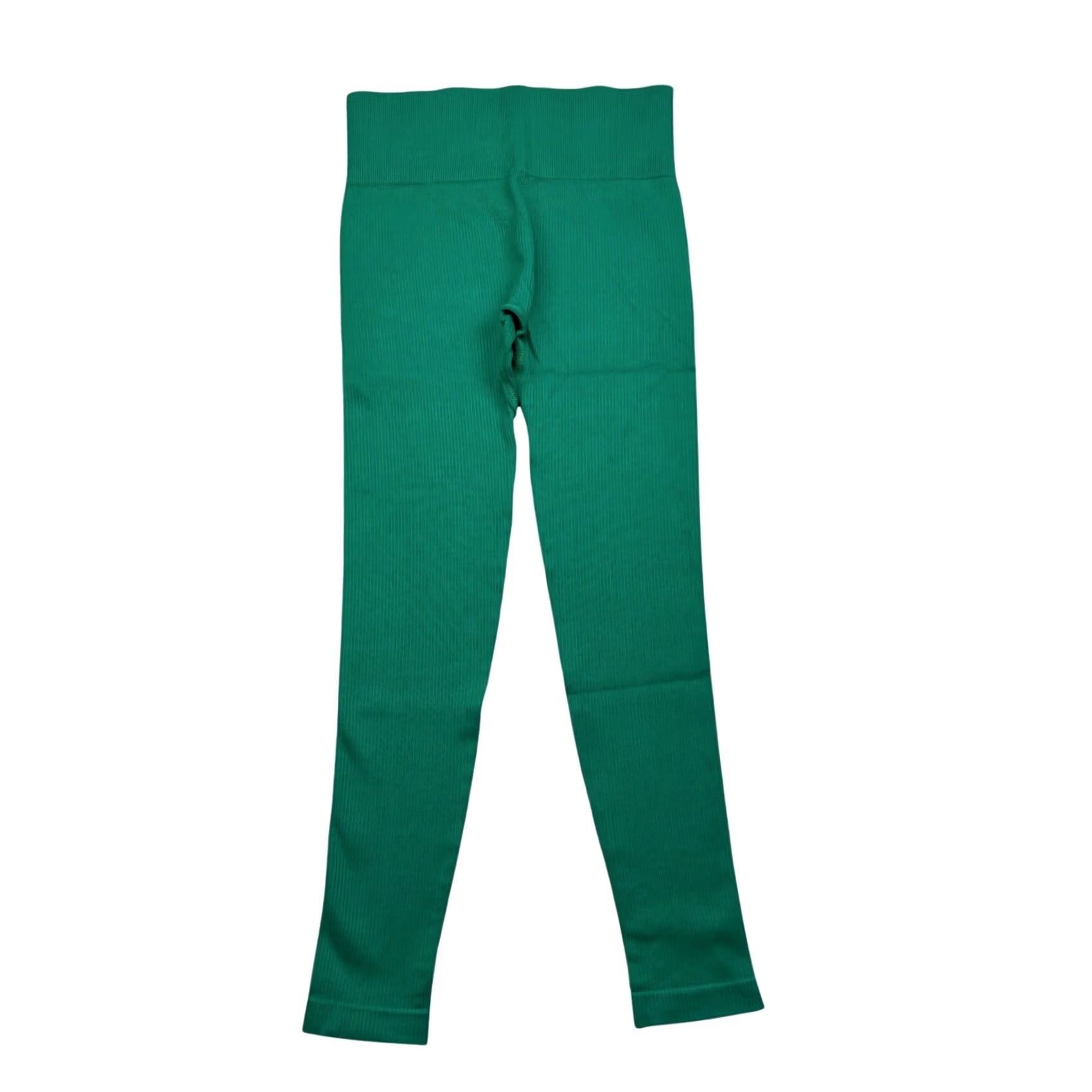 Vintage OQQ High Waist Ribbed Leggings Women's Medium Green Compression Yoga Pilates Gym Pants M Size 32" / US 10 / IT 46 - 4 Thumbnail