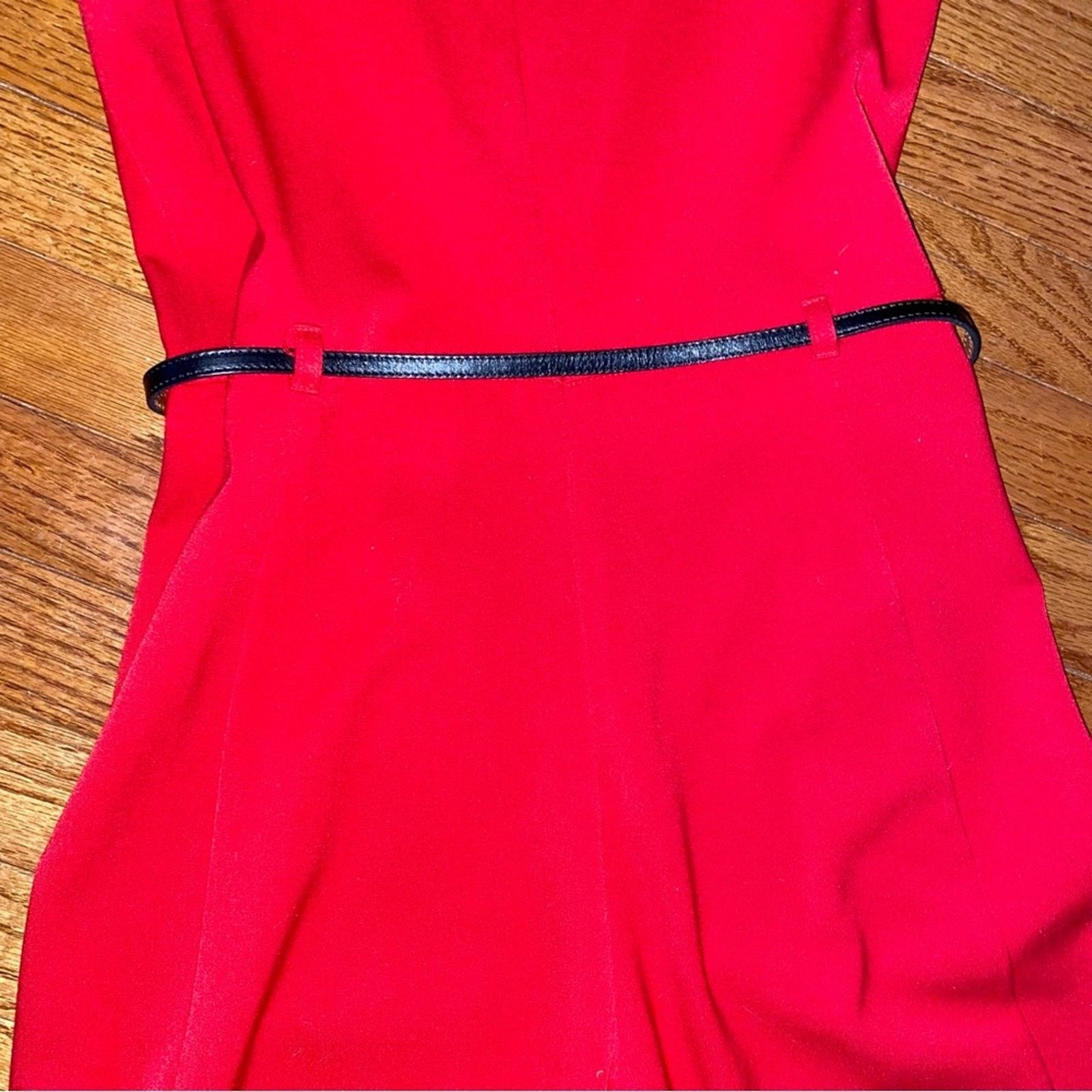 Black Halo BLACK HALO Jackie O Red Belted Wide Leg Jumpsuit Size 4 P Size 27" / US 4 / IT 40 - 8 Thumbnail