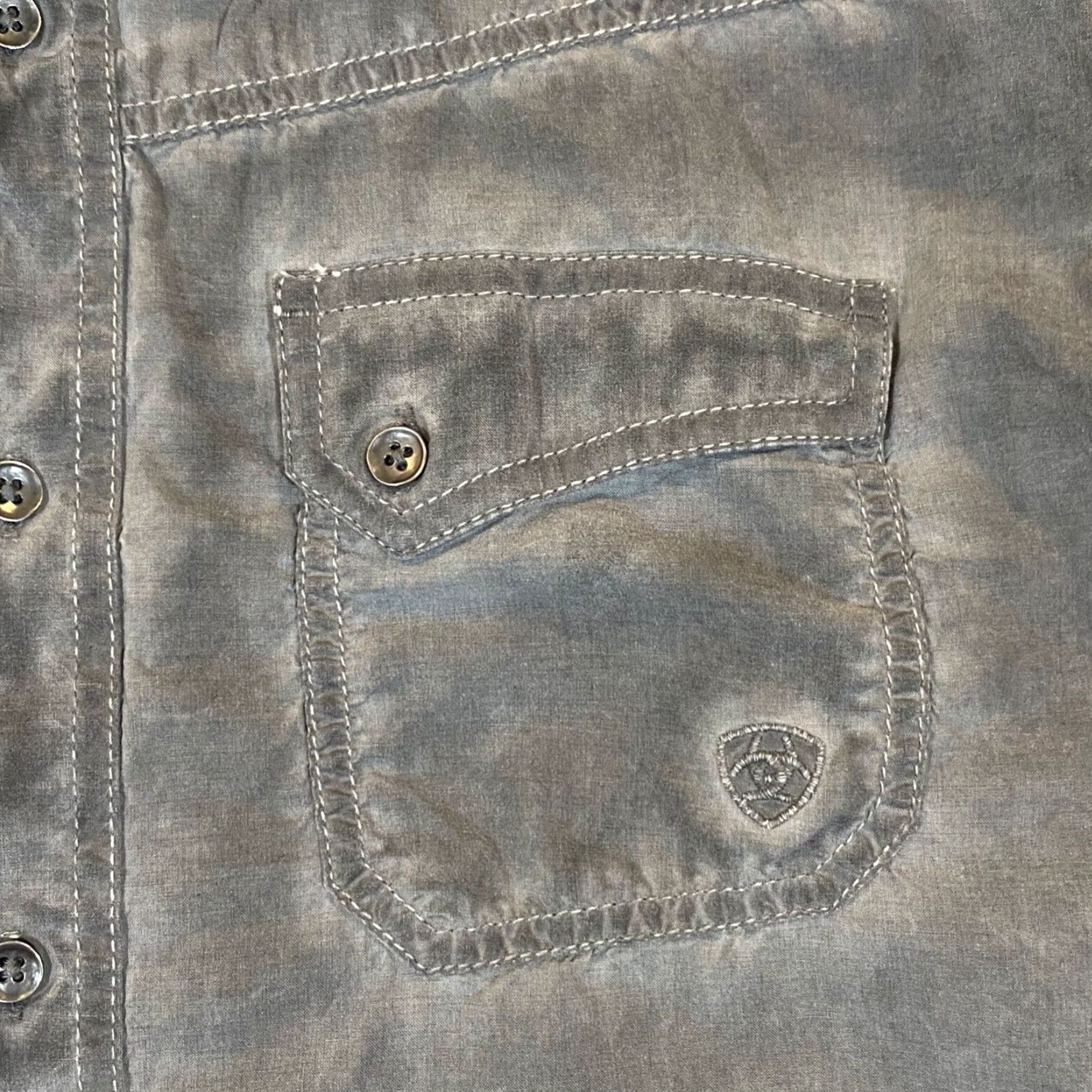 Ariat VINTAGE ARIAT Shirt Mens Large Retro Fit Stonewash Gray Button Up Cowboy Western Outdoor Size US L / EU 52-54 / 3 - 4 Thumbnail