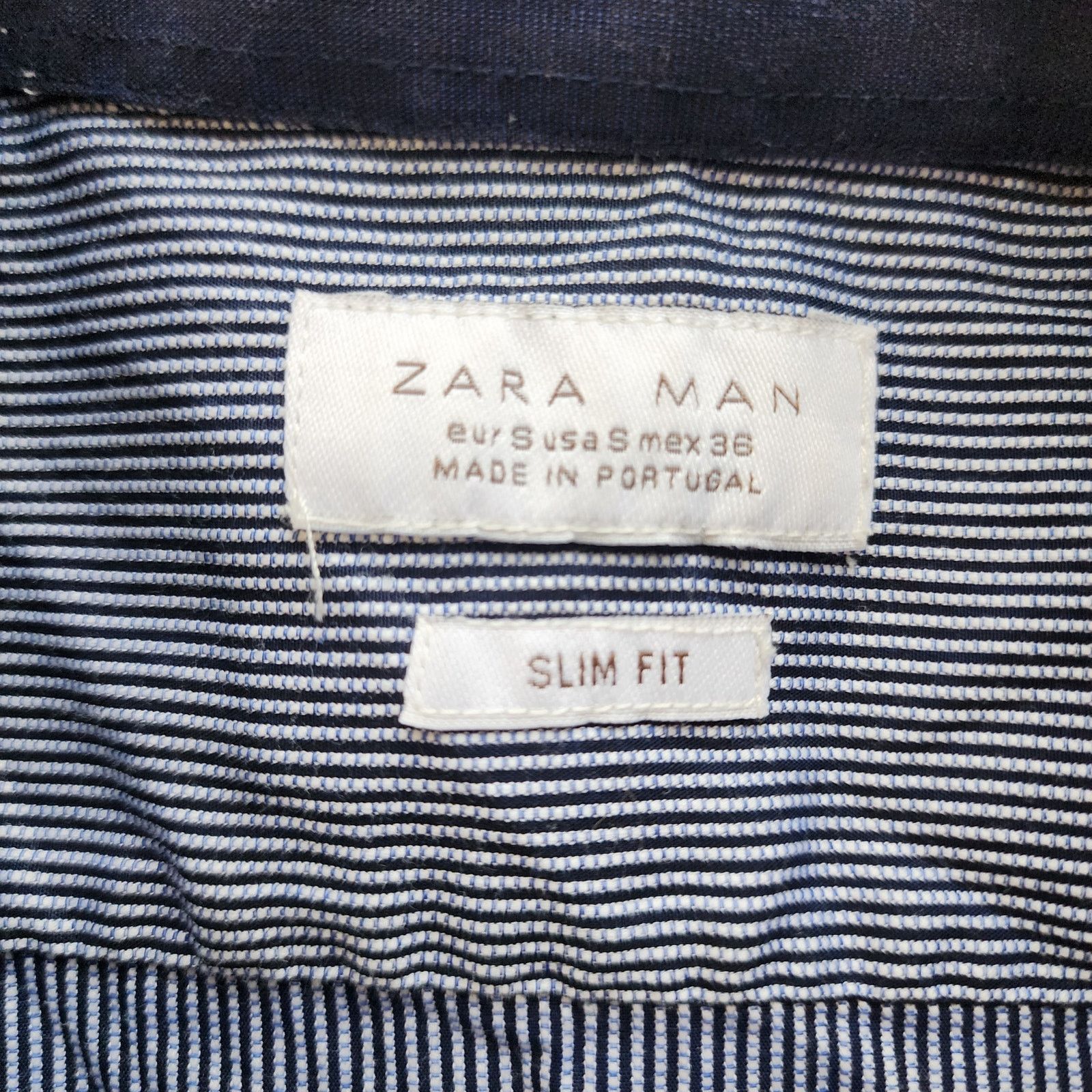 Zara Zara Man Slim Fit White & Navy Striped Shirt, Size Sm, Men’s Size US S / EU 44-46 / 1 - 4 Thumbnail