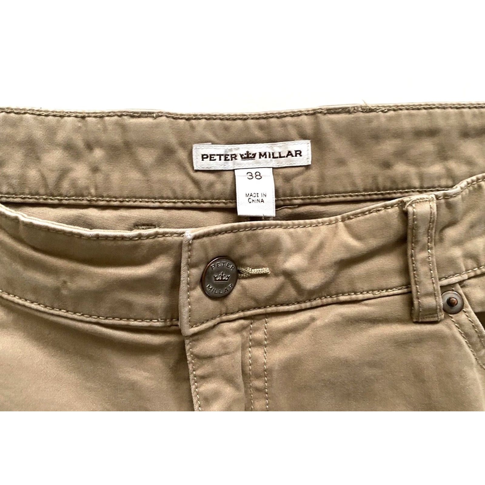 Peter Millar Peter Millar Men’s Ultimate Sateen Five-Pocket Pants Sz 38 Beige Cotton Blend Flat Front Regular Straight 32in Inseam 5-Pocket Chino Size US 38 / EU 54 - 7 Thumbnail