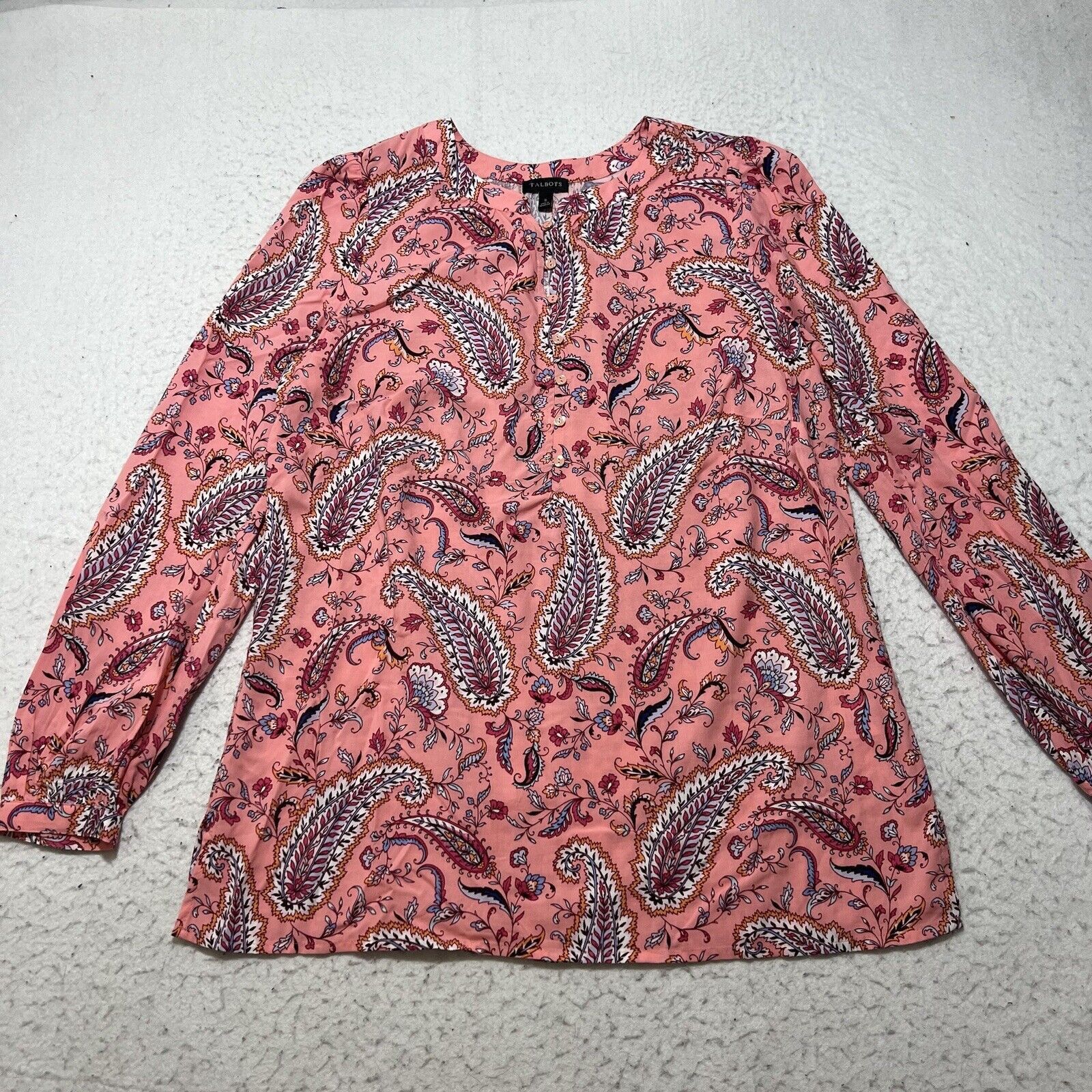 Other Talbots Small Pink Paisley Blouse Button Up Colorful Top Size S / US 4 / IT 40 - 1 Thumbnail