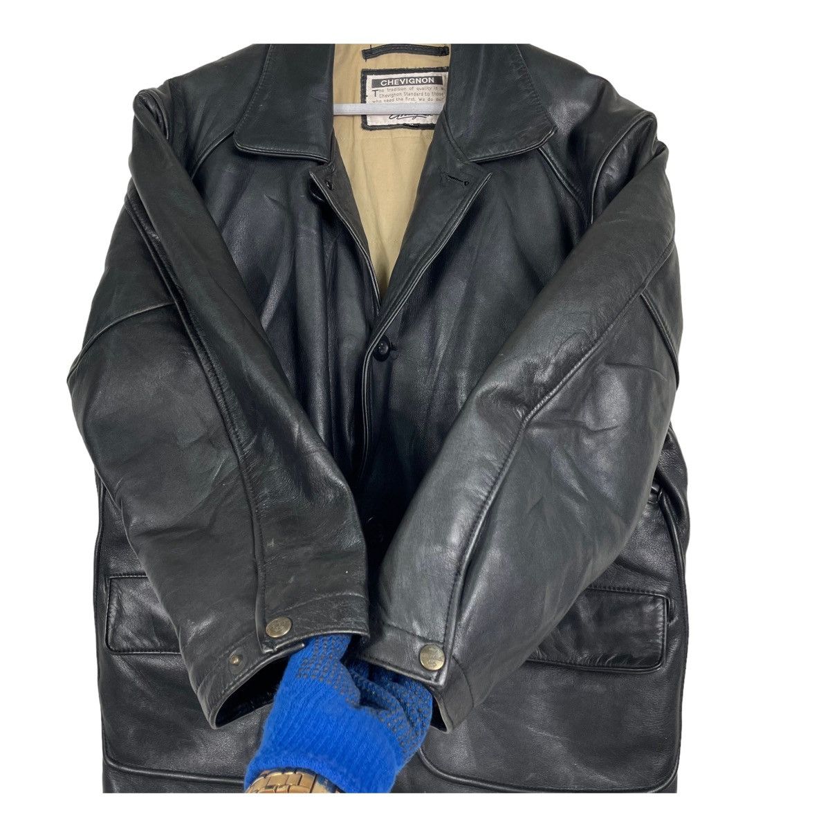 Chevignon × Vintage 💥90s CHEVIGNON COWHIDE LEATHER JACKET Size US L / EU 52-54 / 3 - 6 Thumbnail