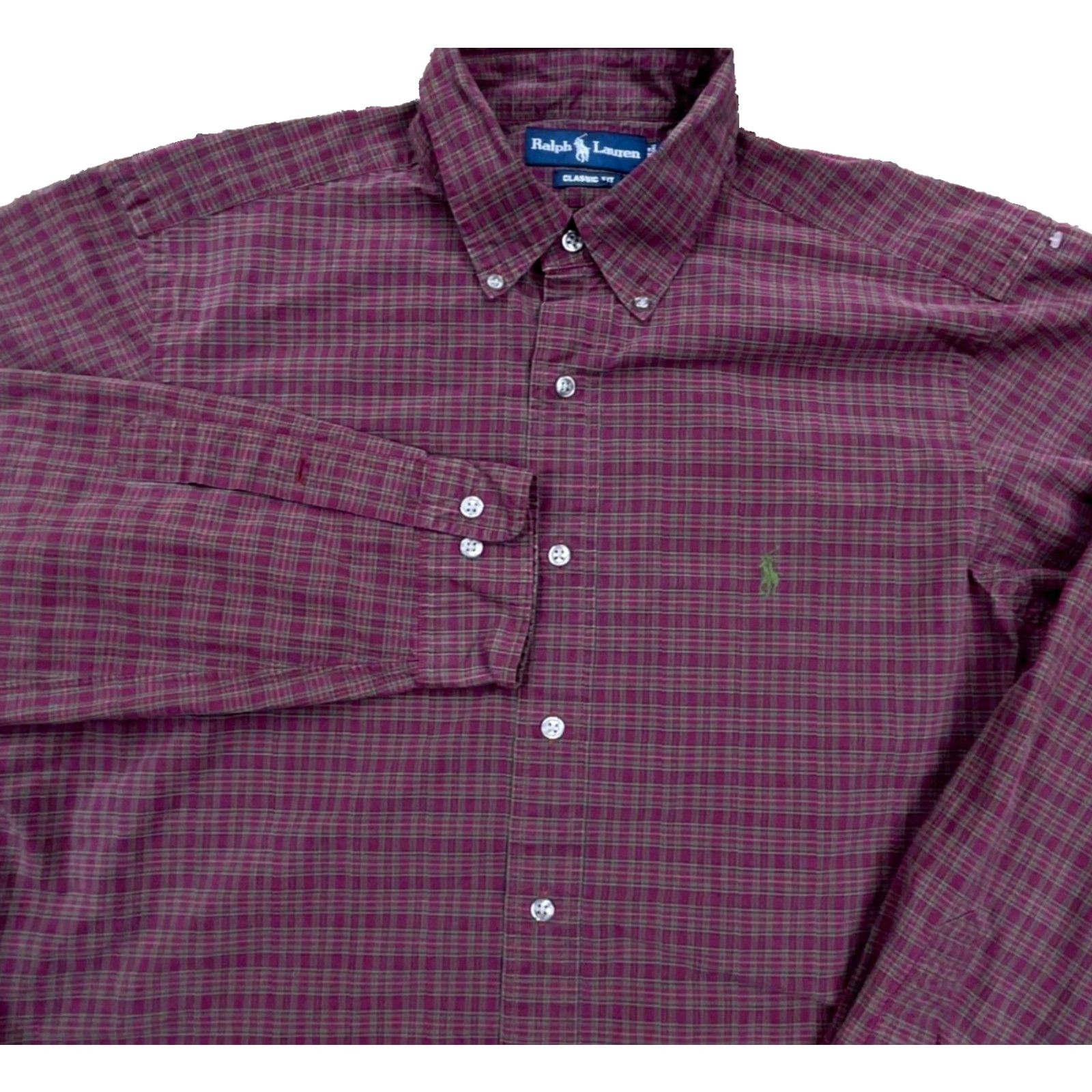 Ralph Lauren Ralph Lauren Button-Up Shirt Men Large Plaid Red Cotton Classic Fit 2XL Size 48R - 2 Thumbnail