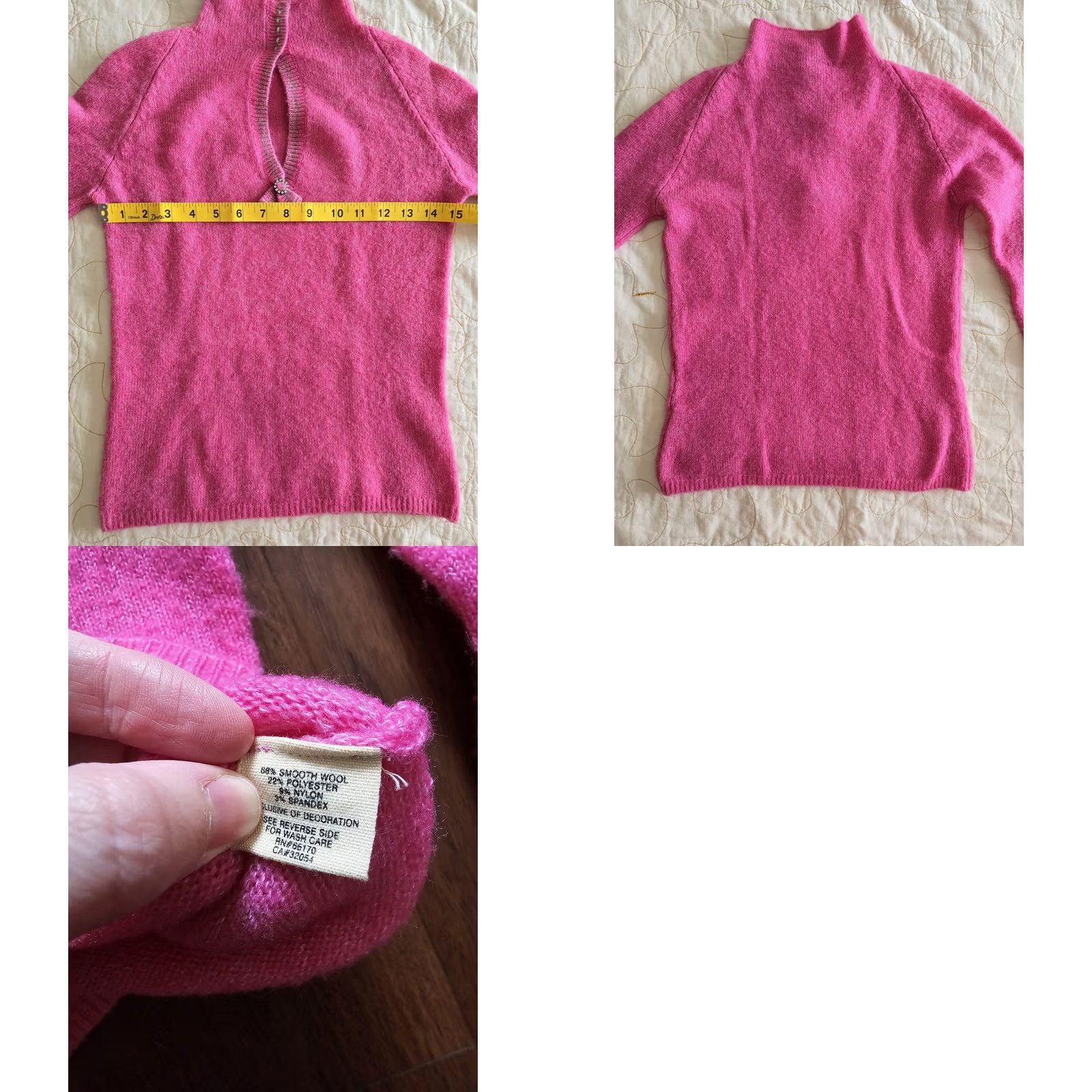 Free People VINTAGE Free People sweater Womens Small pink Wool knit top Keyhole Neck Y2K Coquette Marie Antoinette 90s style Womens Size S / US 4 / IT 40 - 8 Thumbnail