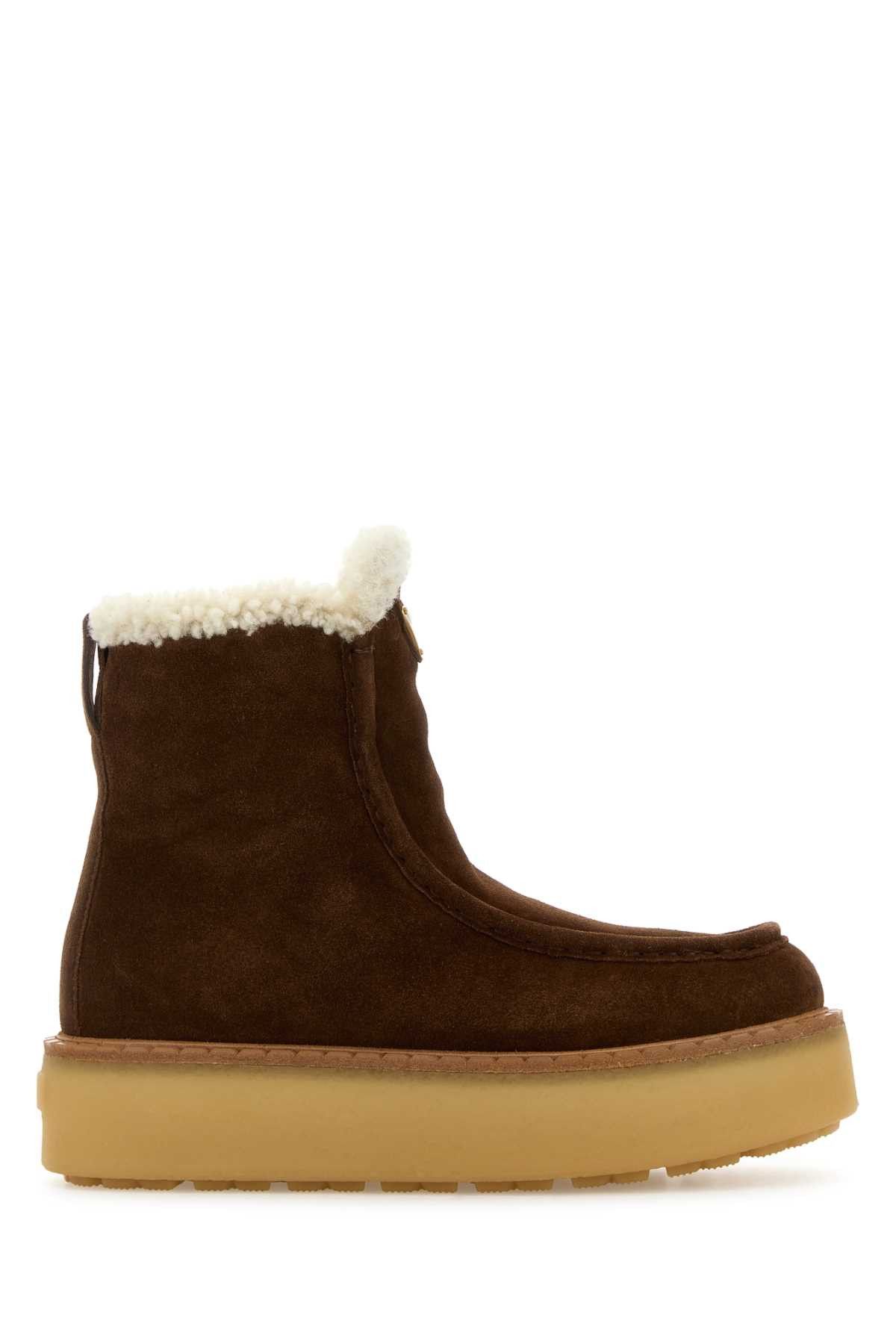 Prada Brown Suede Ankle Boots Size US 6 / IT 36 - 1 Thumbnail
