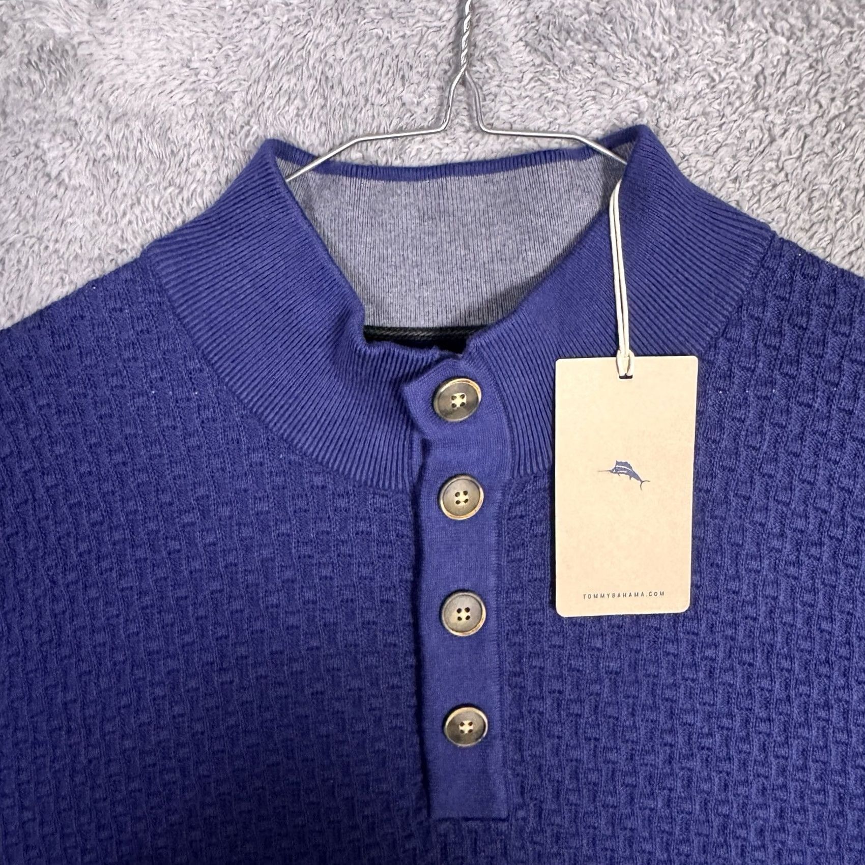 Tommy Bahama Tommy Bahama Sweater Mens XL Sandbar Mock Pullover Knit Ribbed Sandbar Pullover Knit Geometric Pattern Casual Mens XL Blue Size US XL / EU 56 / 4 - 6 Thumbnail