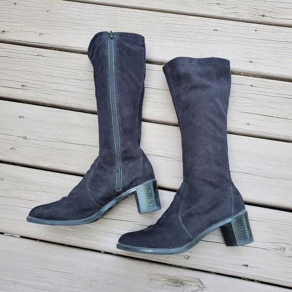 Vintage Vintage 90s y2k Bratz Black Faux Suede Vegan Square Toe Boot Size US 7.5 / IT 37.5 - 3 Thumbnail
