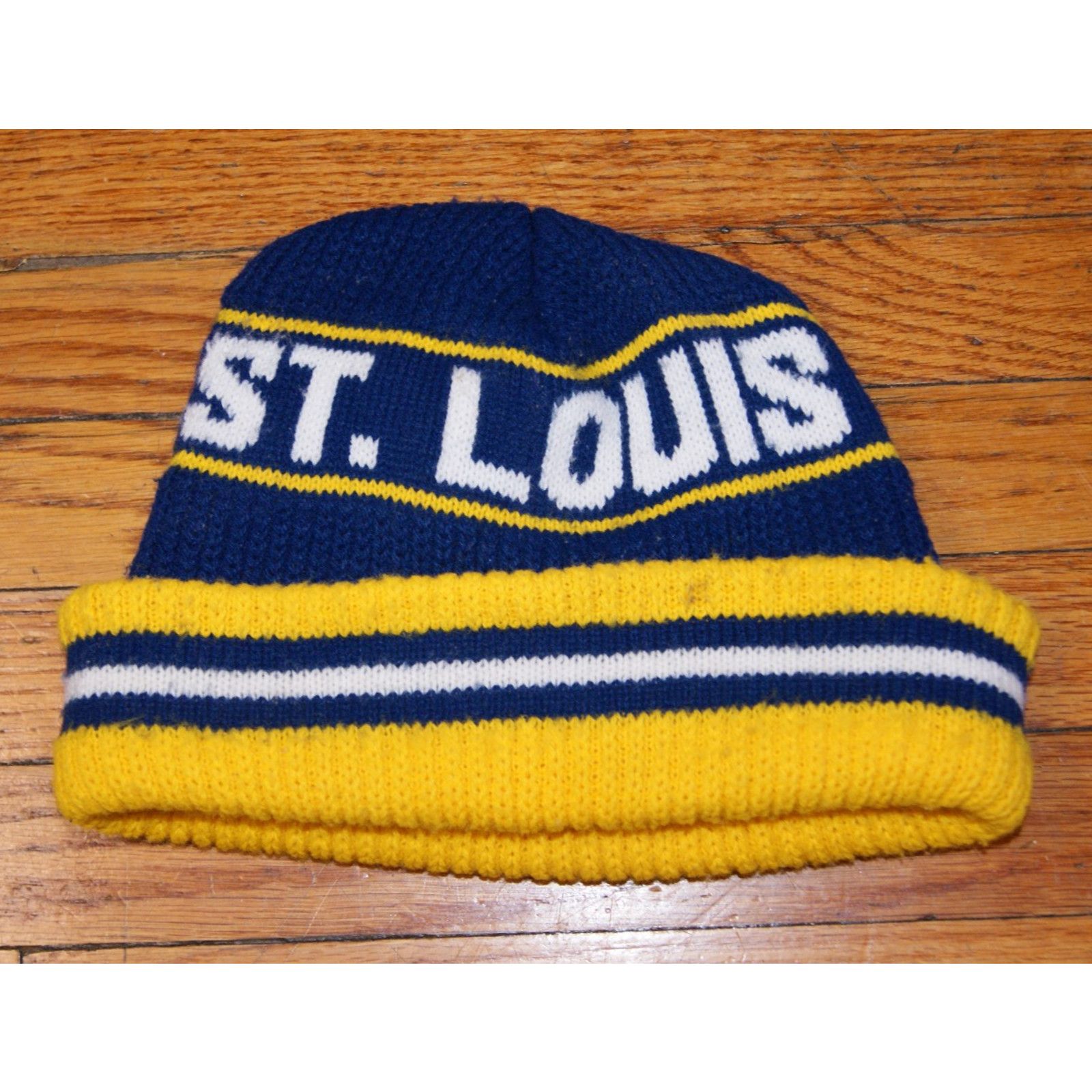 NHL VTG ST LOUIS BLUES Winter Knit Stocking Cap Beanie Spell Out Size ONE SIZE - 2 Thumbnail