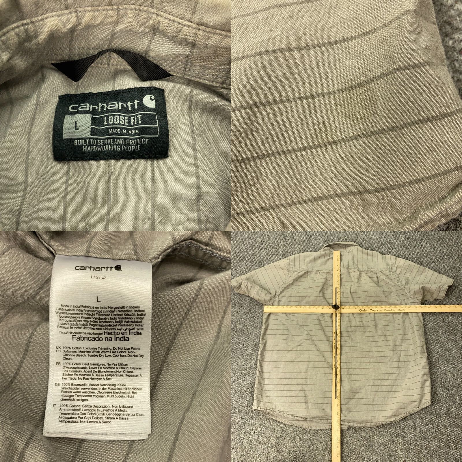 Carhartt VINTAGE Carhartt Loose Fit Shirt Mens Large Gray Striped Short Sleeve Workwear Size US L / EU 52-54 / 3 - 8 Thumbnail