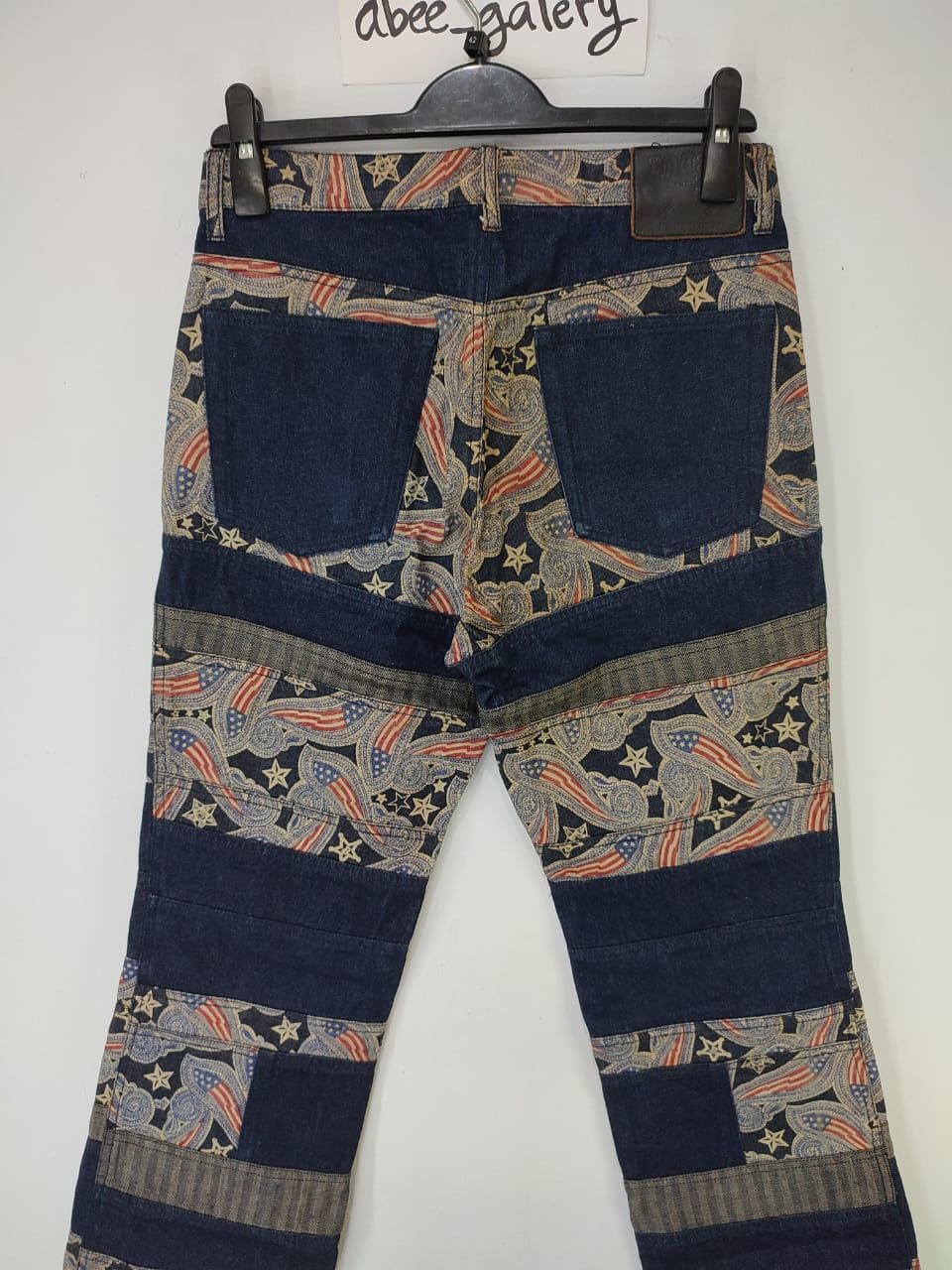 💥Batsu Boys Paisley American Pattern Patchwork Jeans