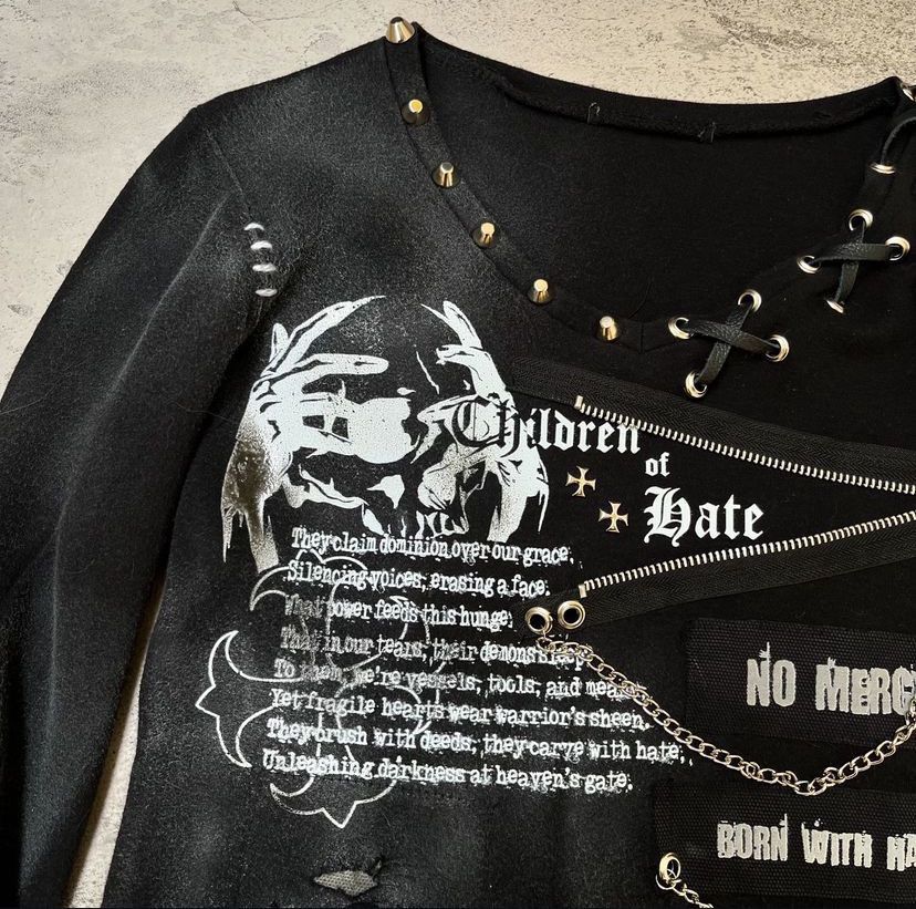 If Six Was Nine × Japanese Brand × Le Grande Bleu (L.G.B.) Black skull chain poem long sleeve shirt Size US S / EU 44-46 / 1 - 5 Thumbnail