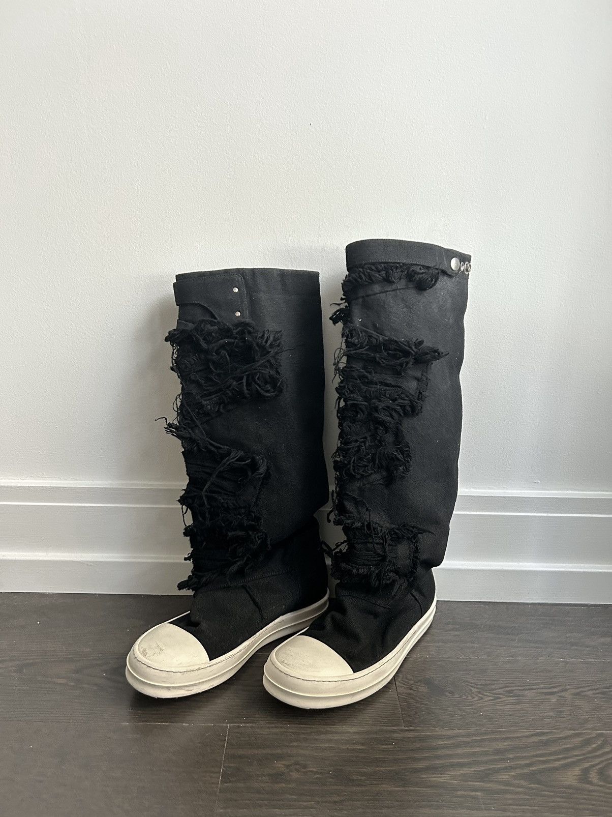 Rick Owens Rick Owens Elefant Distressed Denim Sneaker Boots Size US 7 / EU 40 - 5 Thumbnail