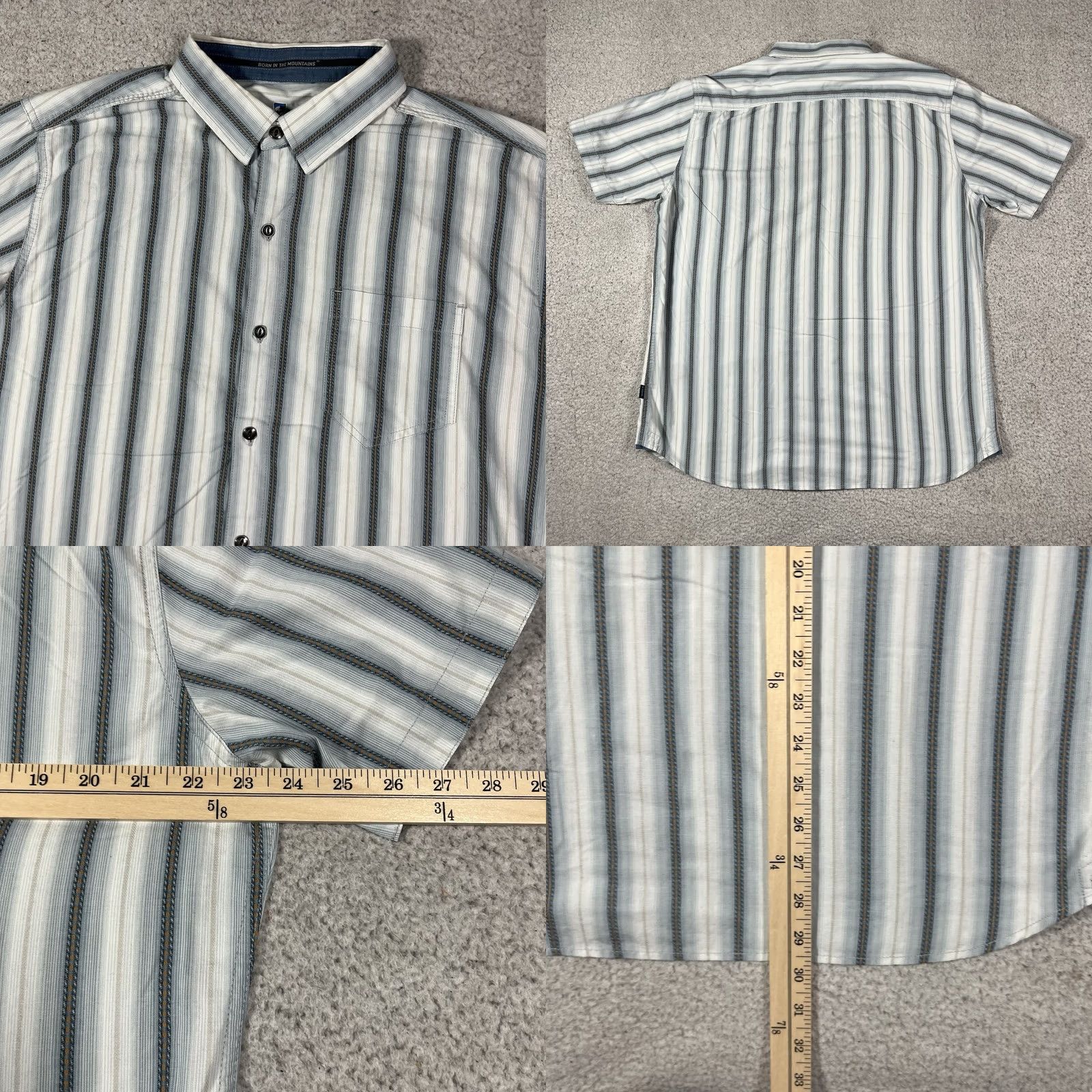 Vintage Kuhl Shirt Mens L Blue Stripe Button Western Short Sleeve Outdoor Hiking Size US L / EU 52-54 / 3 - 8 Thumbnail