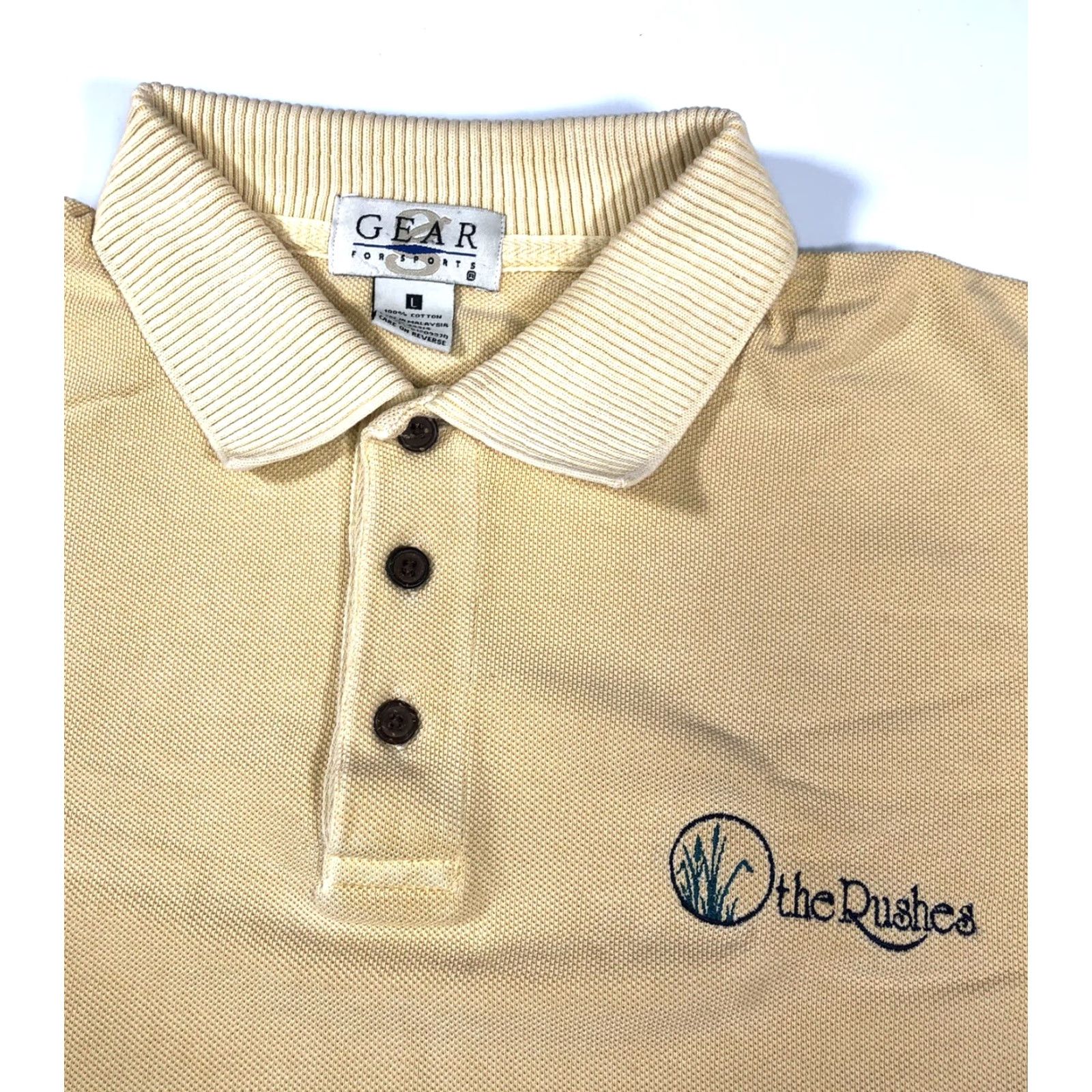 Vintage VINTAGE 90s The Rushes Baileys Harbor WI Polo Shirt Top L Large Gear Sports Men Beige Shirt 90s Sports Polo Size US L / EU 52-54 / 3 - 3 Thumbnail