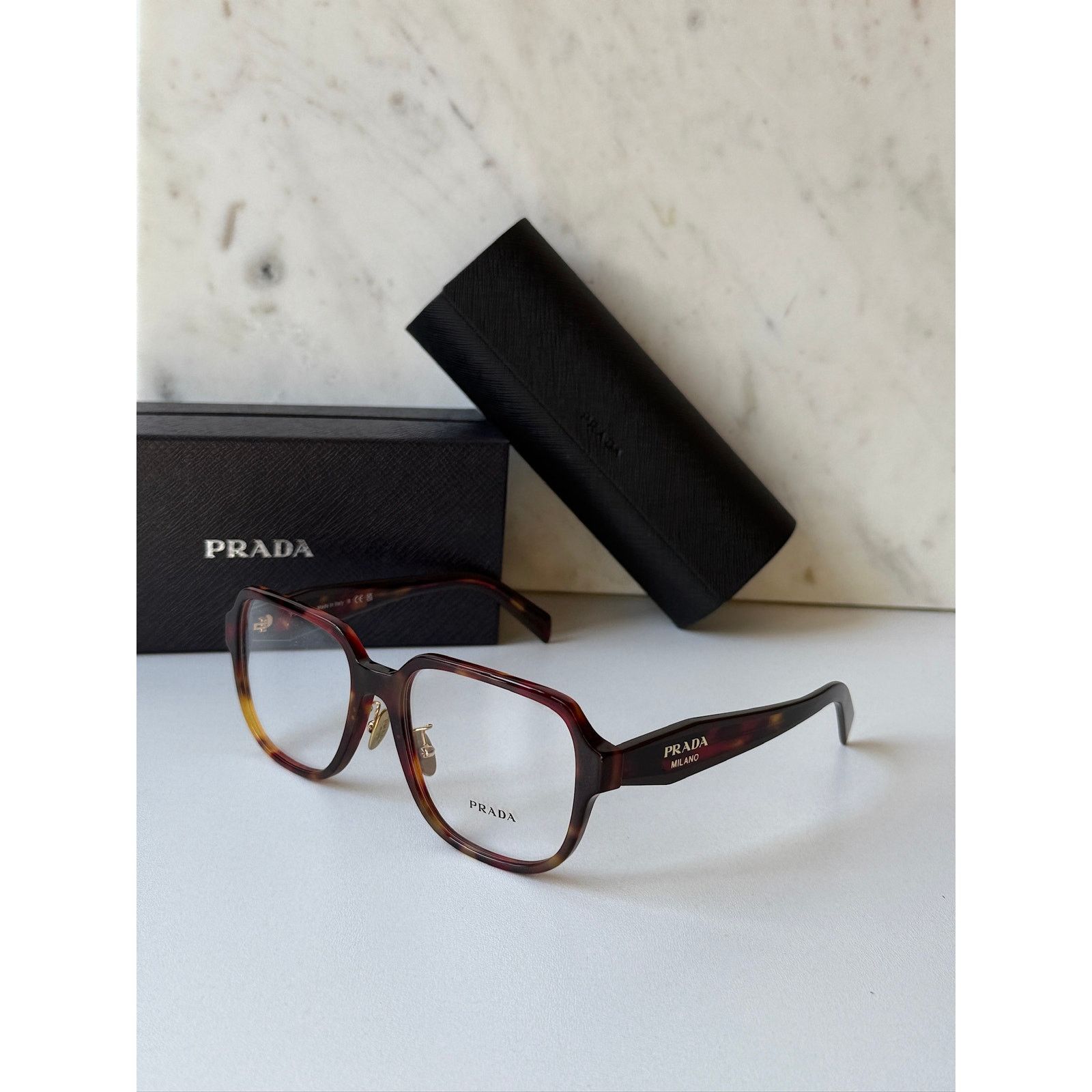 Prada NEW Prada PR B07VD Black Tortoise Eyeglasses Frames Size ONE SIZE - 3 Thumbnail