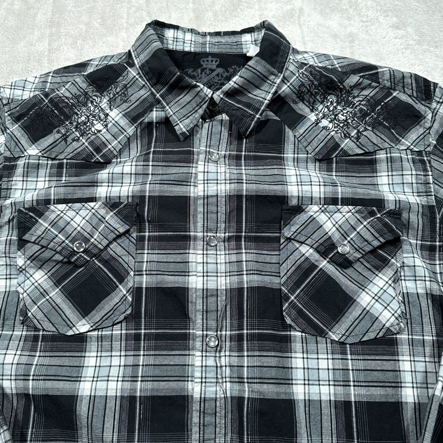 Guess VINTAGE Guess Mens Shirt 2XL Long Sleeve Black Plaid Western Cowboy Embroidered Snap Button-Up Size US XXL / EU 58 / 5 - 4 Thumbnail