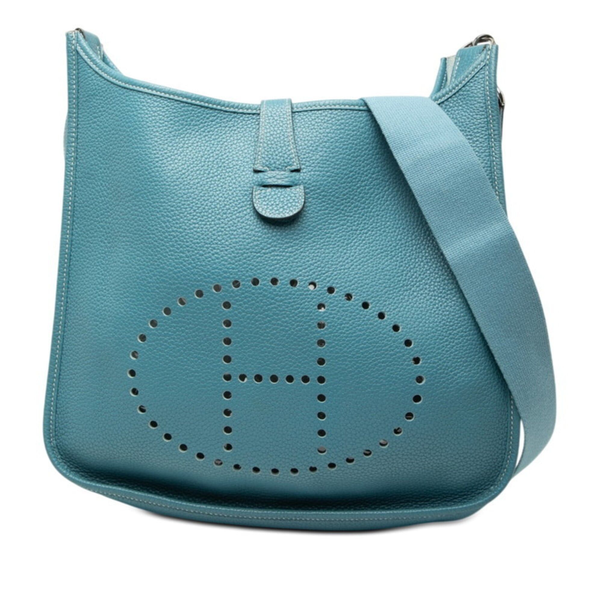 Hermes Hermes Evelyne 3 GM Crossbody Shoulder Bag, Blue Jean, Silver Hardware, Taurillon Clemence Leather, Women's. Size ONE SIZE - 1 Thumbnail