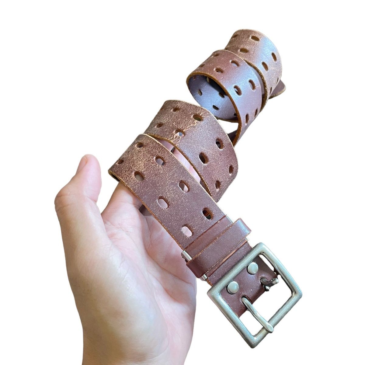 Japanese Brand × Leather × Vintage Vintage Tactical Distressed Leather Belt Size ONE SIZE - 1 Thumbnail