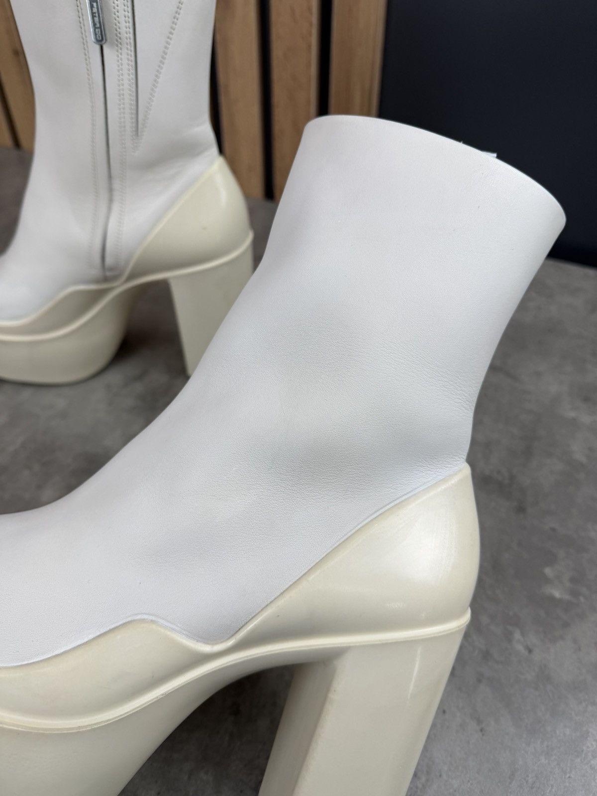 Peter Do at.kollektive x Peter Do Leather Platform Ankle Boots White Size US 10 / IT 40 - 18 Thumbnail