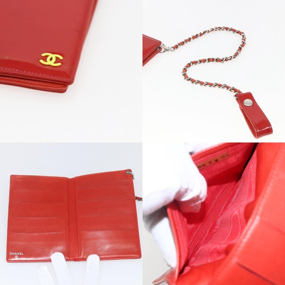 Chanel Chanel Card Case Enamel Red CC Size ONE SIZE - 4 Thumbnail