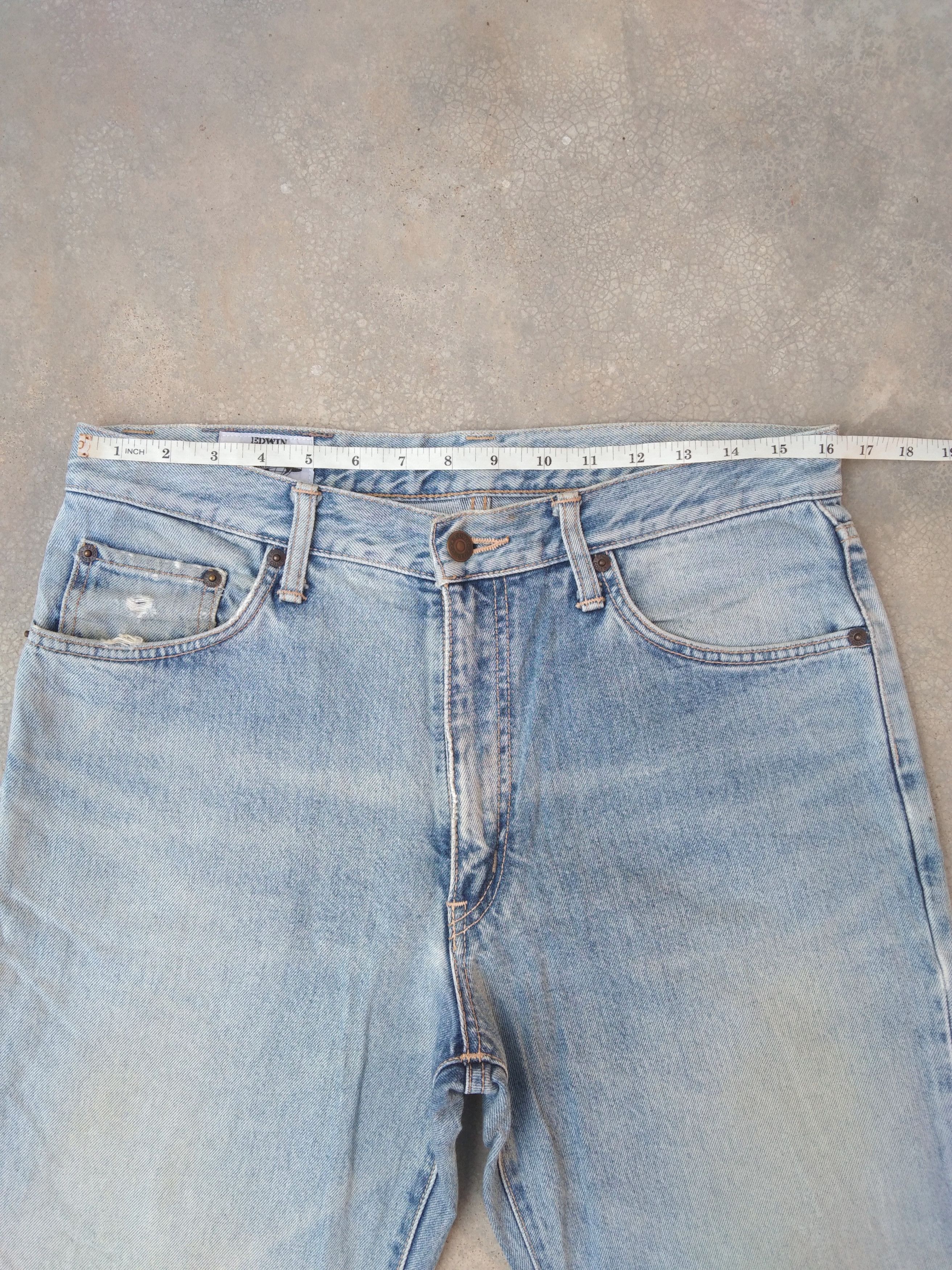 Japanese Brand Vintage Japanese Edwin Faded Blue Distressed Jeans 32x31 Size US 32 / EU 48 - 7 Thumbnail
