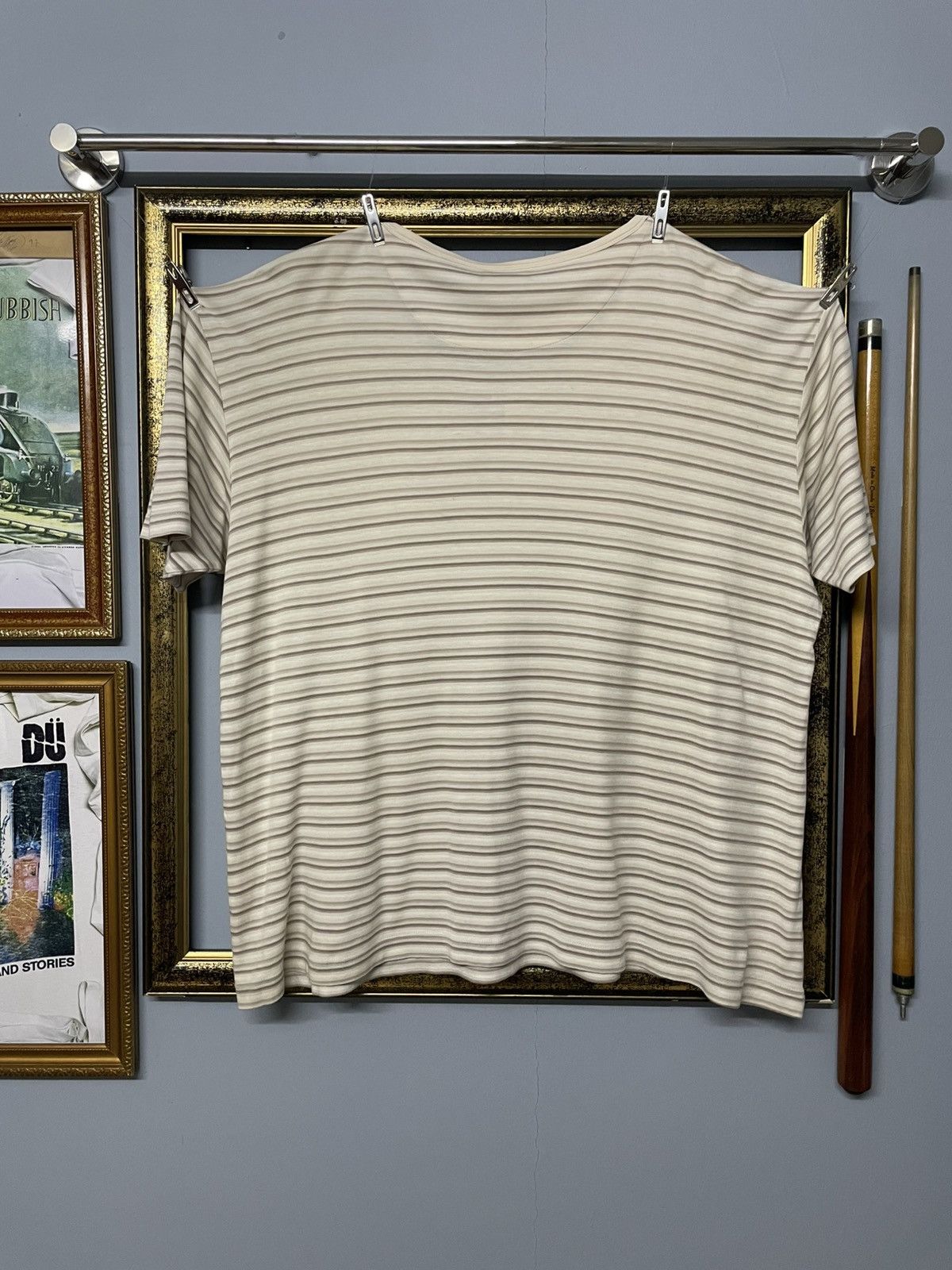 Celine Vintage Designer Celine Striped Boxy Casual Comfort Tshirt Size US L / EU 52-54 / 3 - 8 Thumbnail