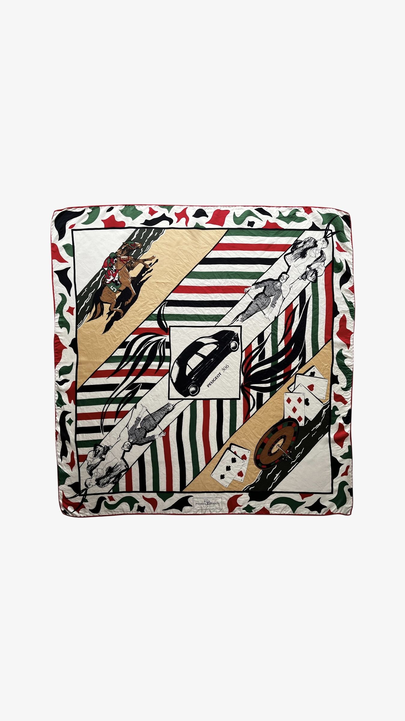 Balmain Vintage 90s Pierre Balmain Peugeot 306 Print Silk Scarf Size ONE SIZE - 1 Thumbnail