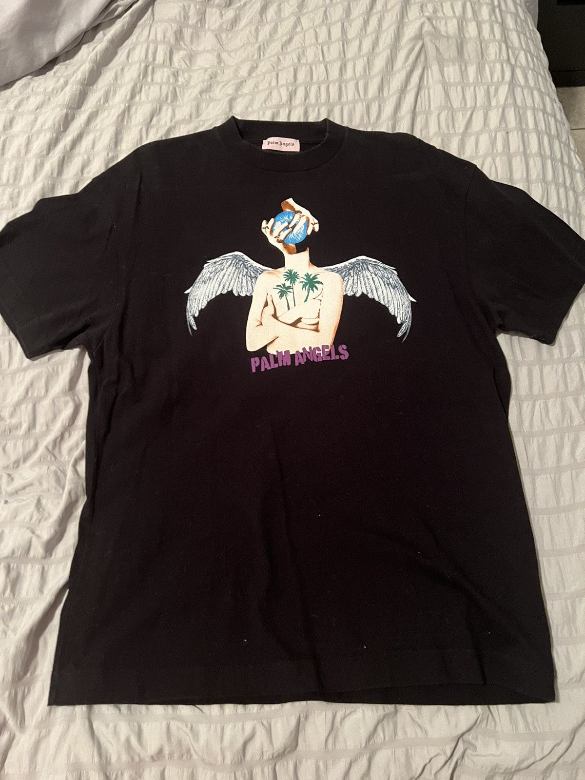 image of Palm Angels Angel Tee Size Medium in Black, Men's