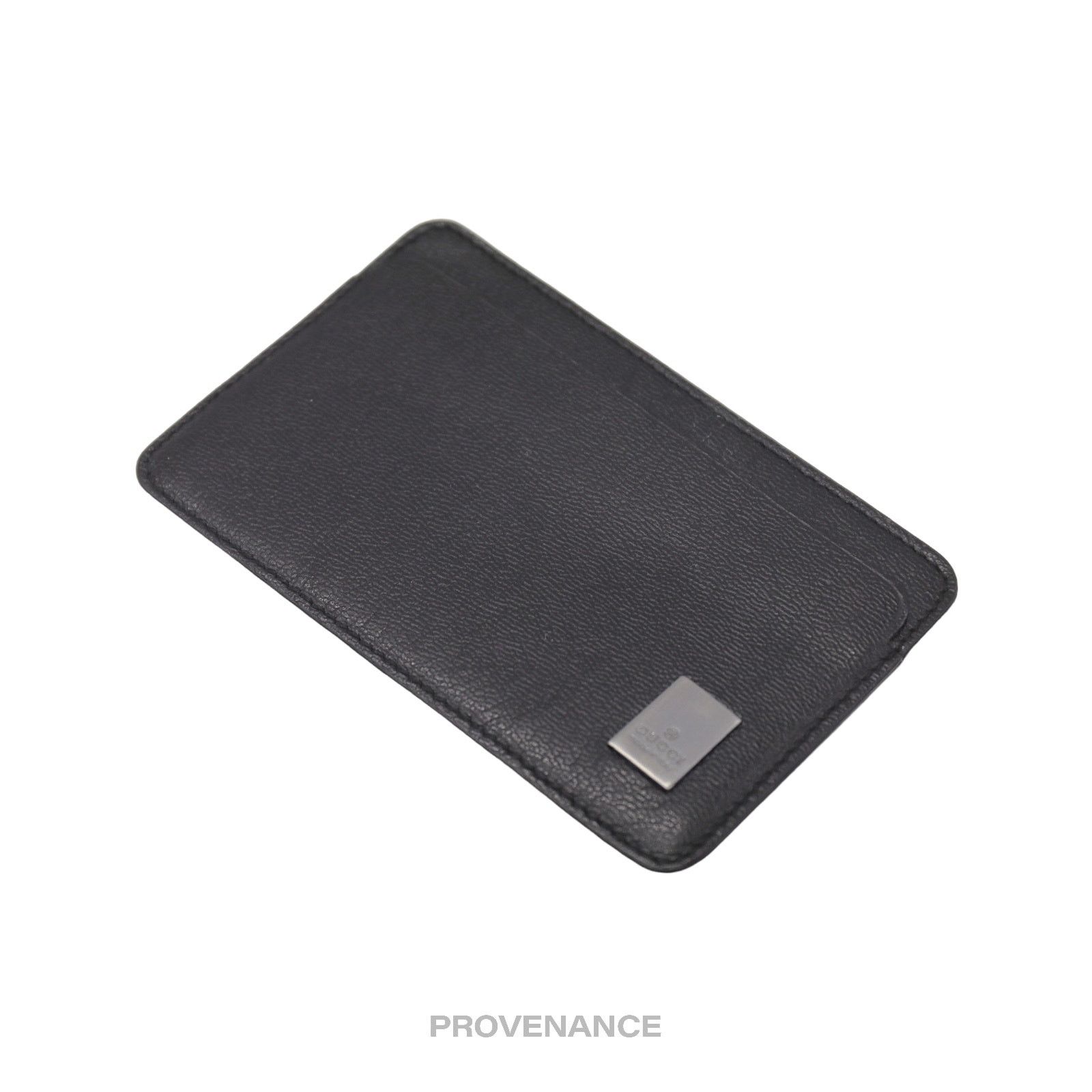 Gucci 🔴 Gucci Placard Logo Card Holder Wallet - Black Leather Size ONE SIZE - 4 Thumbnail