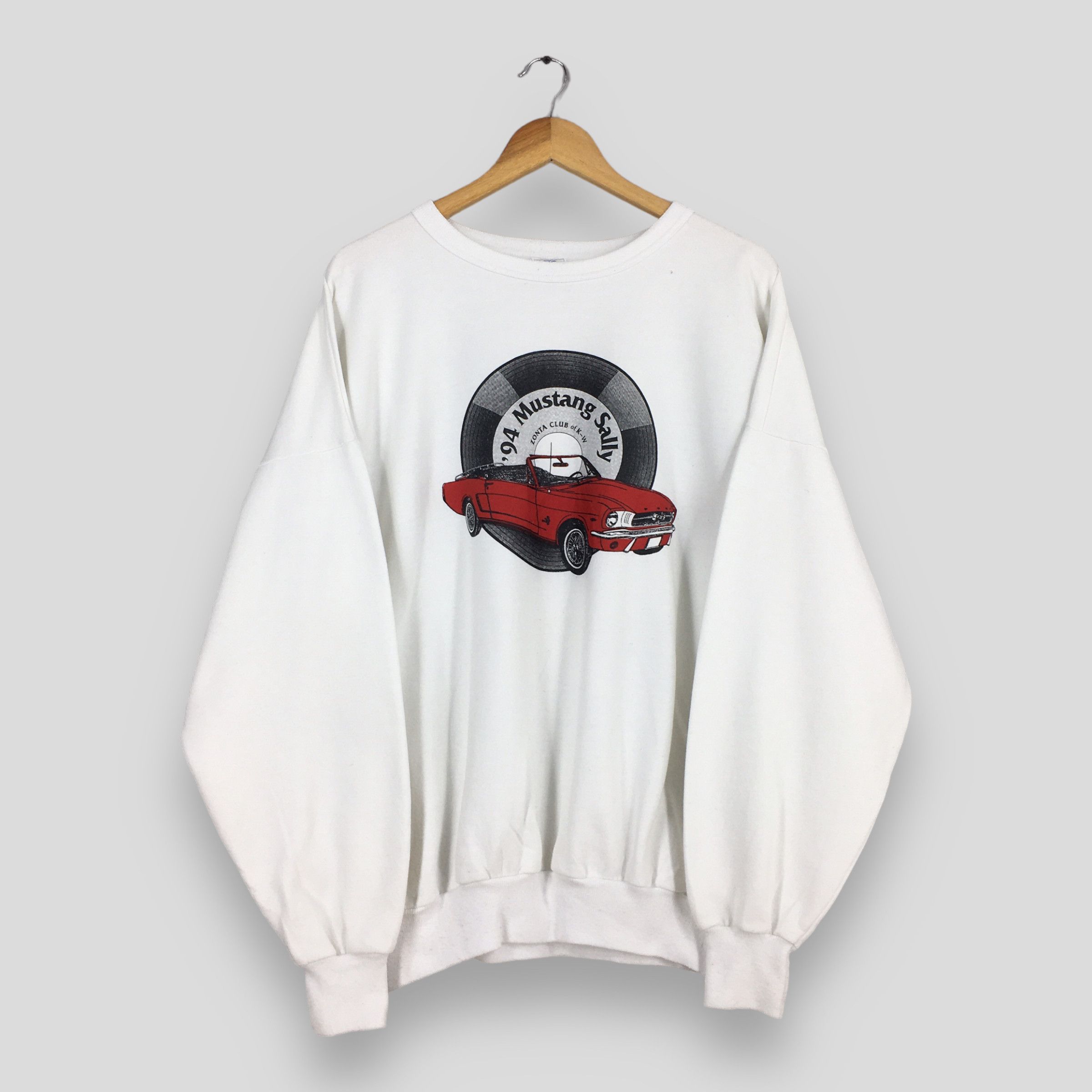 Ford Vintage 90s Ford Mustang White Jumper XLarge Size US XL / EU 56 / 4 - 1 Thumbnail