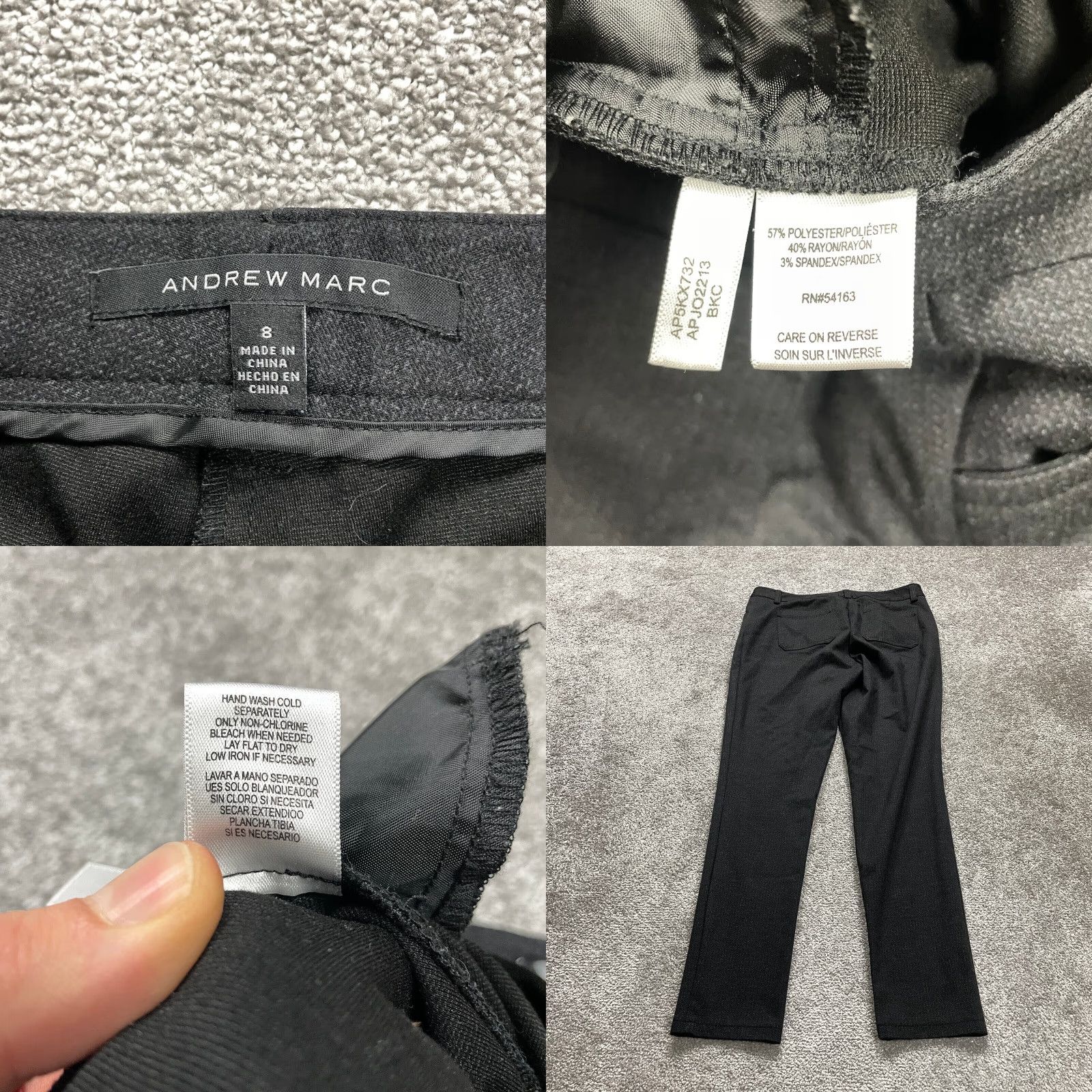 Andrew Marc Andrew Marc Pants Size 8 32x29 Black Solid Polyester Blend Stretch Womens Size 30" / US 8 / IT 44 - 8 Thumbnail