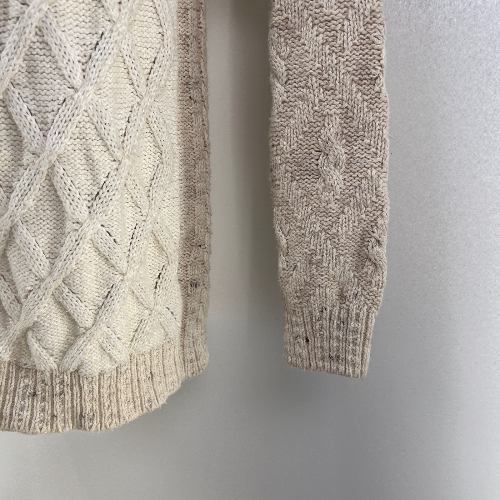 Vintage 90s Liz Wear Ivory Cotton Knit Oversized Crewneck Sweater Size US S / EU 44-46 / 1 - 5 Thumbnail