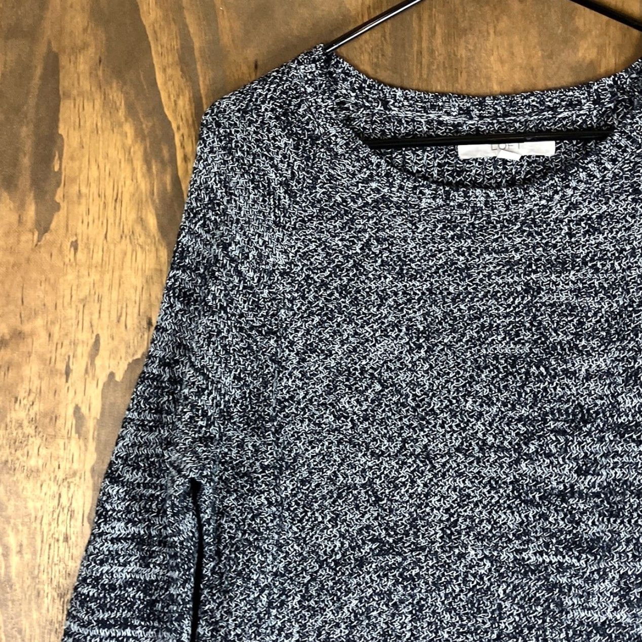 Loft LOFT Womens Sweater Black White Knit Crew Neck Flared Sleeve 100% Cotton M Sweater Size M / US 6-8 / IT 42-44 - 4 Thumbnail