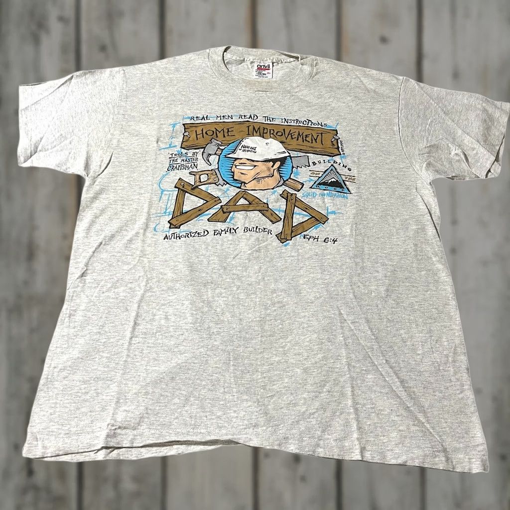 Anvil VINTAGE Home Improvement Parody Jesus Shirt XL Men's Gray 90s T-Shirt Size US XL / EU 56 / 4 - 1 Thumbnail