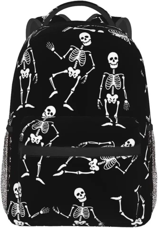 Other Black Skeletons White Funny Pattern Stylish Casual Backpack Size ONE SIZE - 6 Thumbnail