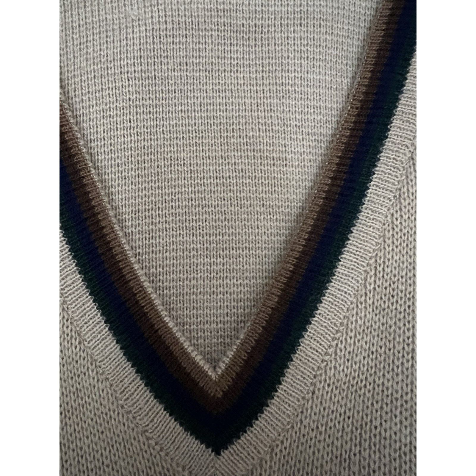 Other Lord Jeff 70’s Vintage V-neck Beige Sweater Made In USA SZ L Size US L / EU 52-54 / 3 - 4 Thumbnail
