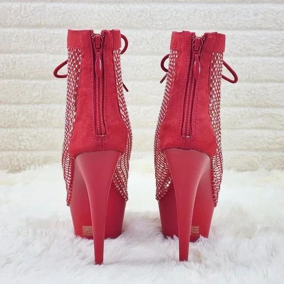 Other PLEASER Delight 33 6" High Heel Rhinestone Mesh Platform S Size US 7 / IT 37 - 8 Thumbnail