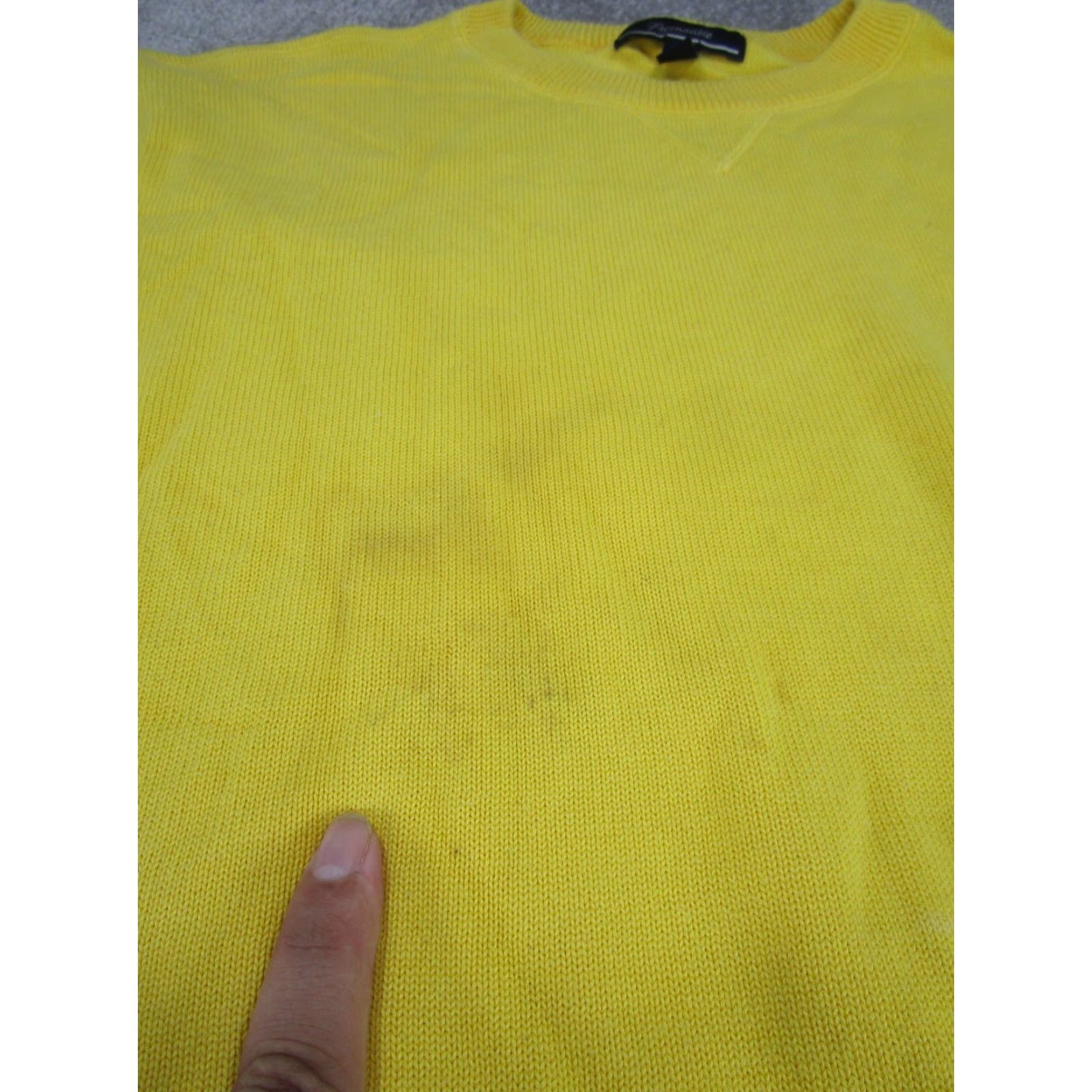 Faconnable Façonnable Sweater Men Small Yellow Cotton Knit Crew Pullover - Stain - Casual Shirt? Size US S / EU 44-46 / 1 - 3 Thumbnail