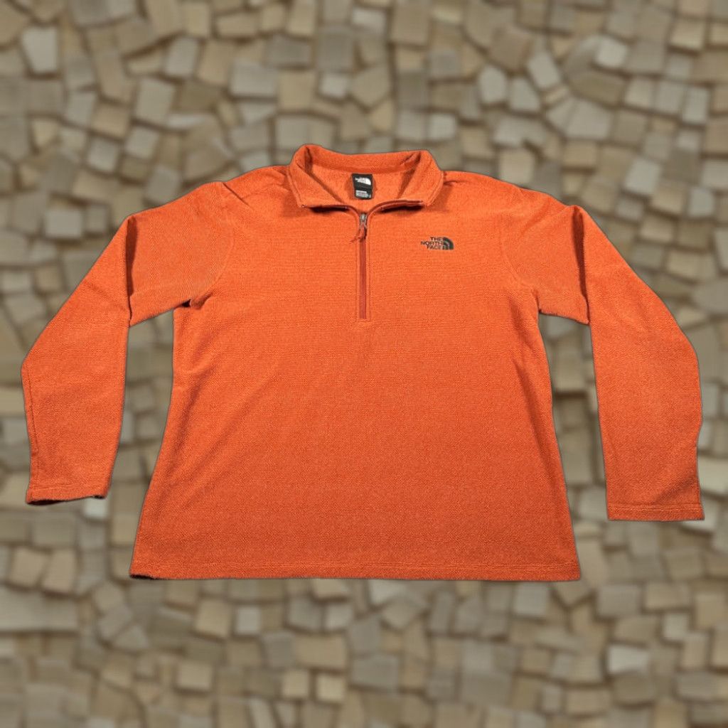 The North Face The North Face Pullover Shirt XL Orange Textured Fleece 1/4 Zip Long Sleeve Logo Adult Mens Size US XL / EU 56 / 4 - 1 Thumbnail