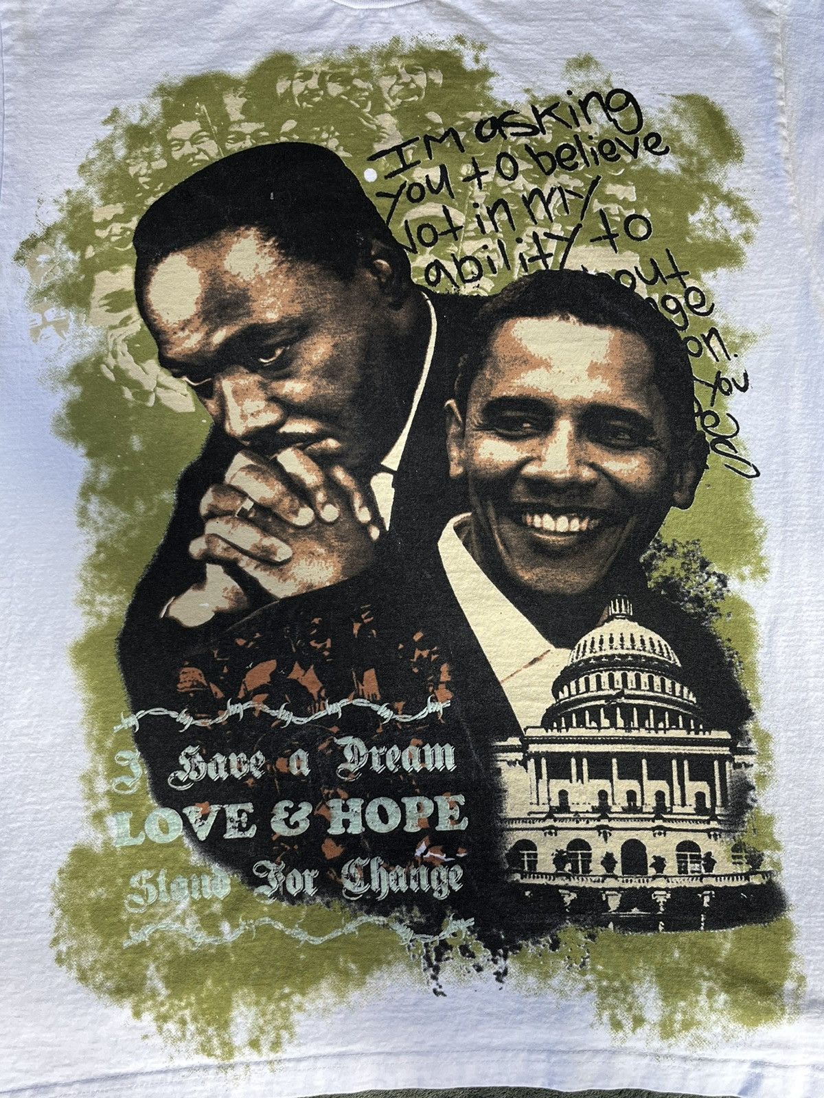 Vintage Vintage 90’s Barack Obama & Martin Luther King T-Shirt Size US XL / EU 56 / 4 - 3 Thumbnail