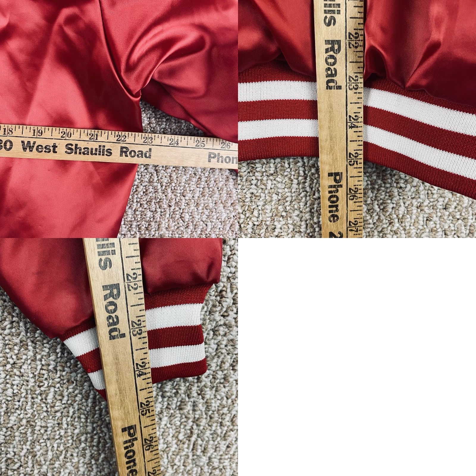 Vintage VINTAGE Swingster Jacket Medium Red Satin Coat USA Made Nylon Lined 80s Varsity Quilted Embroidered Button Pocket Unisex Adults Size US M / EU 48-50 / 2 - 9 Thumbnail