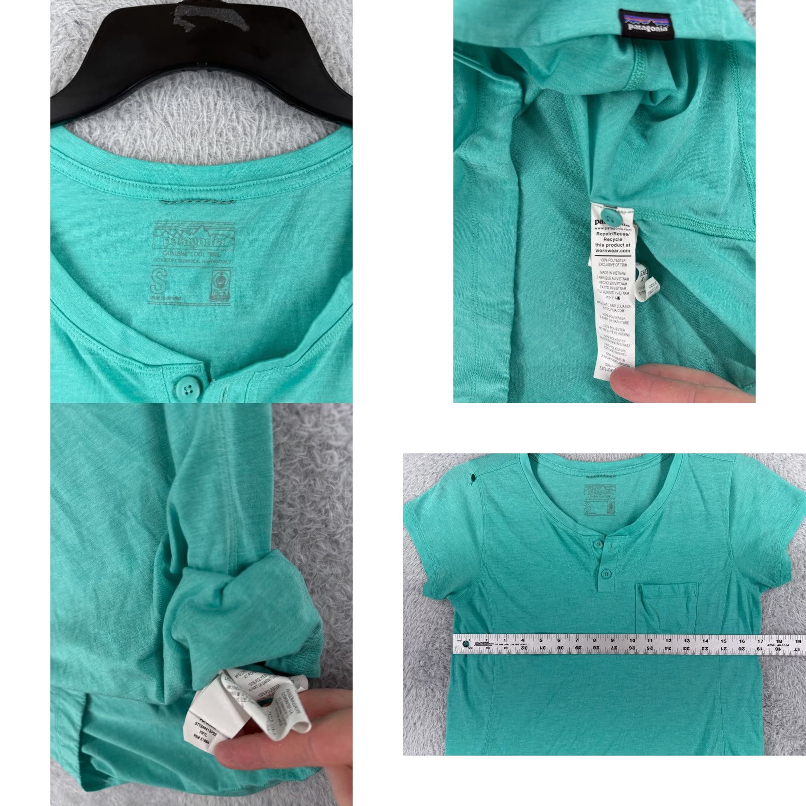 Patagonia Patagonia Shirt Women S Teal Short Sleeve Henley Capilene Cool Trail Size S / US 4 / IT 40 - 8 Thumbnail