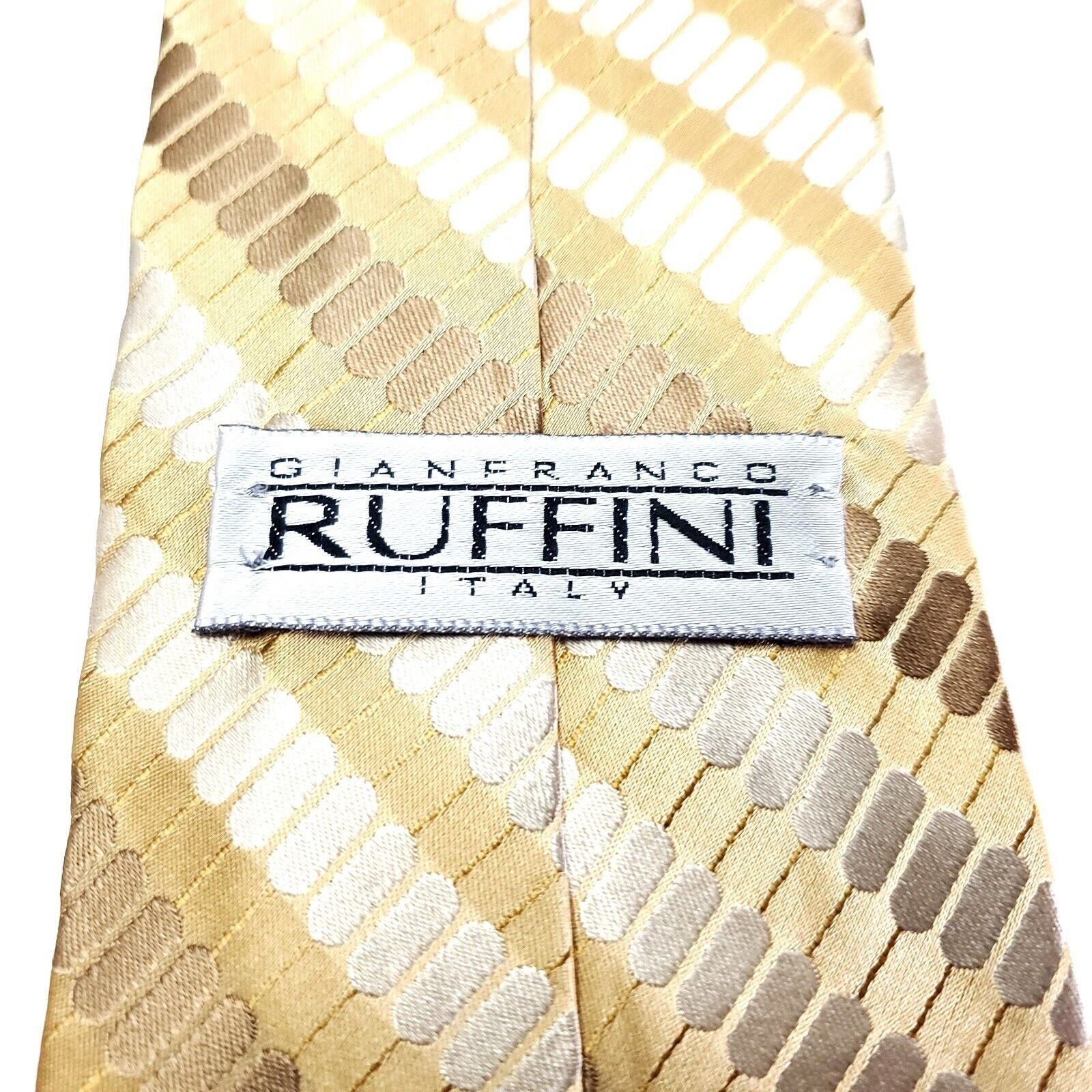 Vintage Gianfranco Ruffini Italy Yellow Striped Woven Silk Tie Size ONE SIZE - 3 Thumbnail