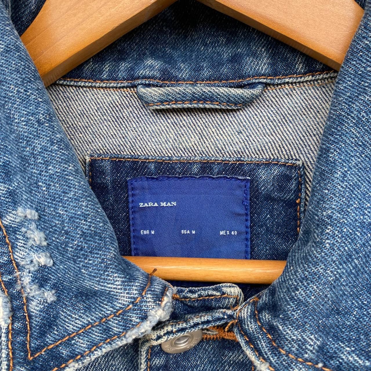 Zara Zara Man Distressed Denim Jacket Trucker M Frayed Raw Edge Size US M / EU 48-50 / 2 - 7 Thumbnail