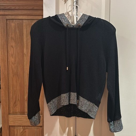 Balmain BALMAIN wool cashmere Lurex Striped Cropped Knit Hoodie 40 Size S / US 4 / IT 40 - 5 Thumbnail